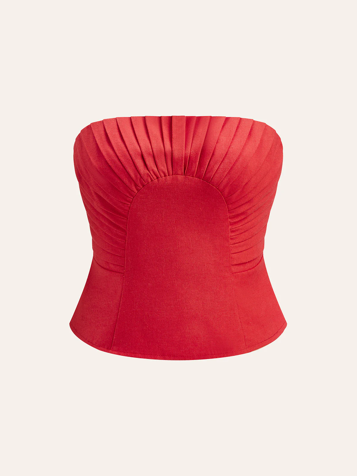 Cotton & Linen Pleated Strapless Top - Image 2