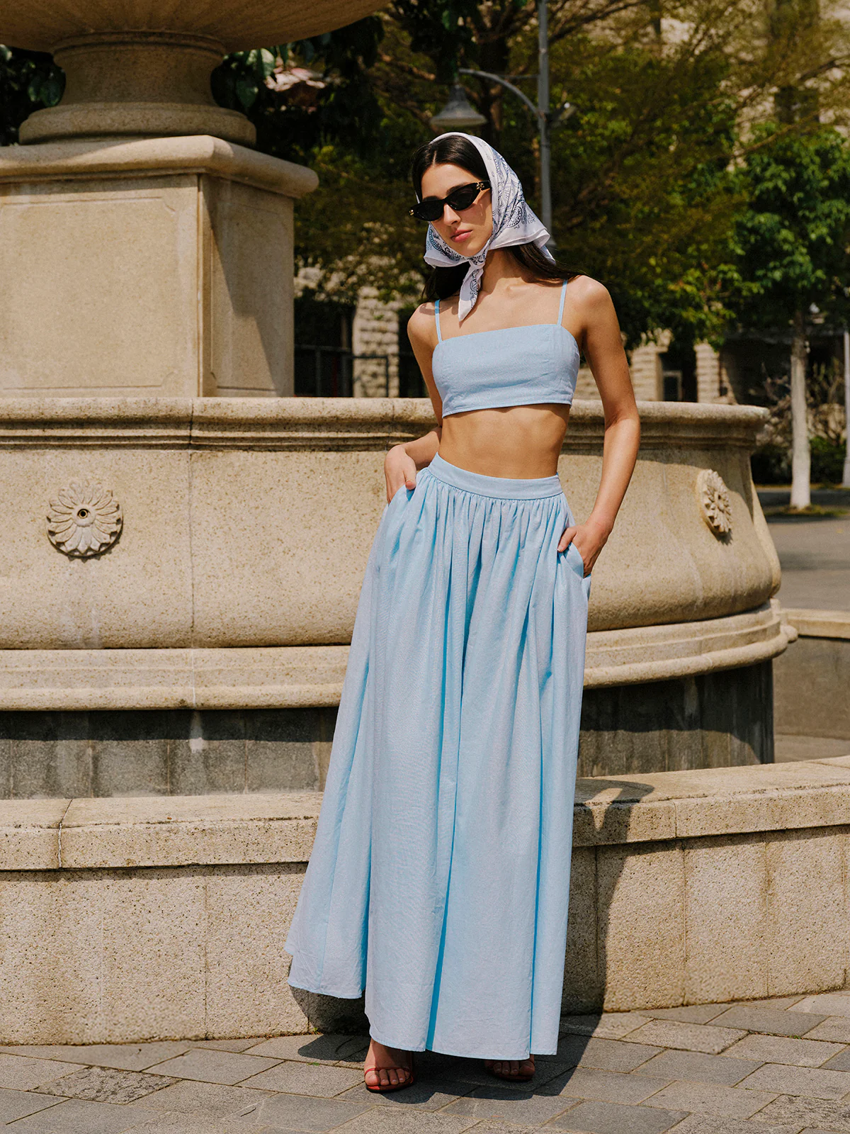 Cotton & Linen Pocket Detail Skirt Set - Image 7