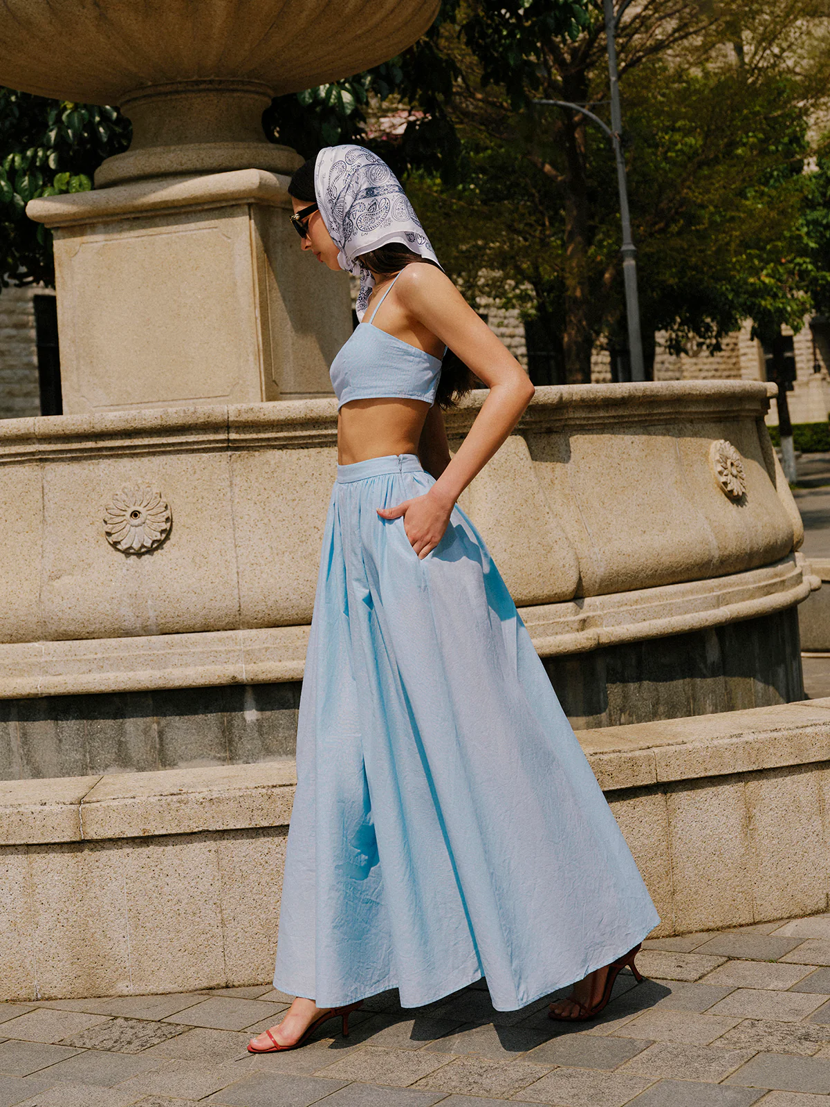 Cotton & Linen Pocket Detail Skirt Set - Image 8