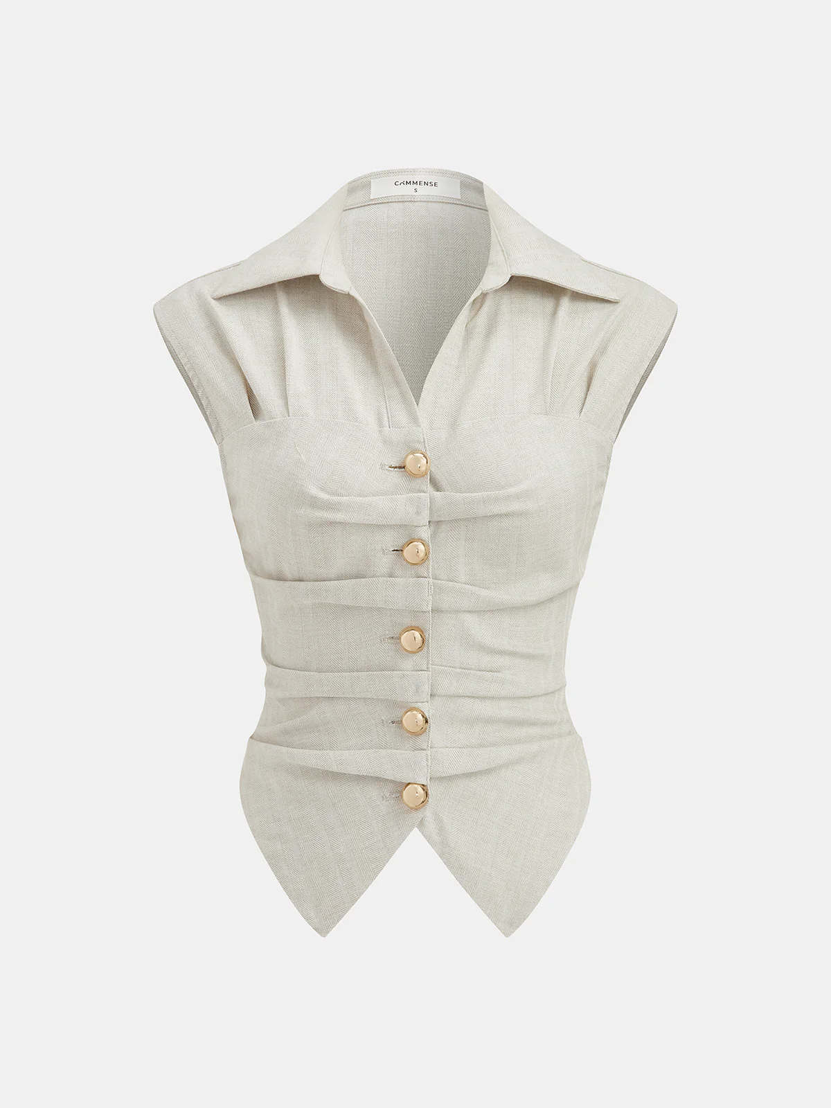 Cotton Linen Sleeveless Top & Pleated Pants Set - Image 2
