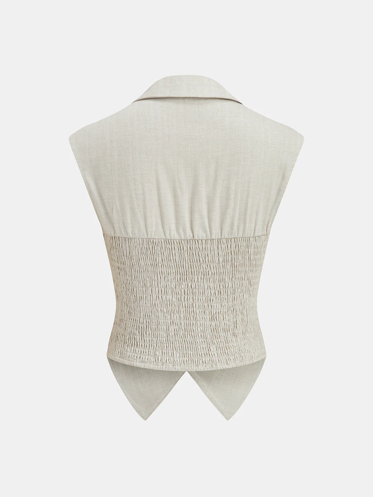 Cotton Linen Sleeveless Top & Pleated Pants Set - Image 3