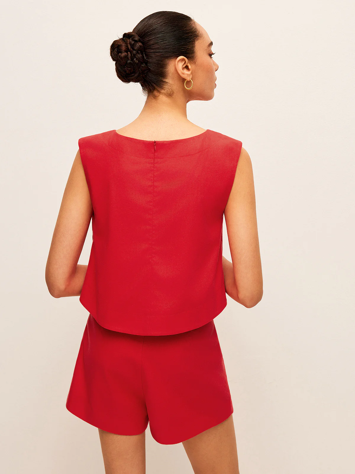 Cotton & Linen Sleeveless Top With Shorts Set - Image 6