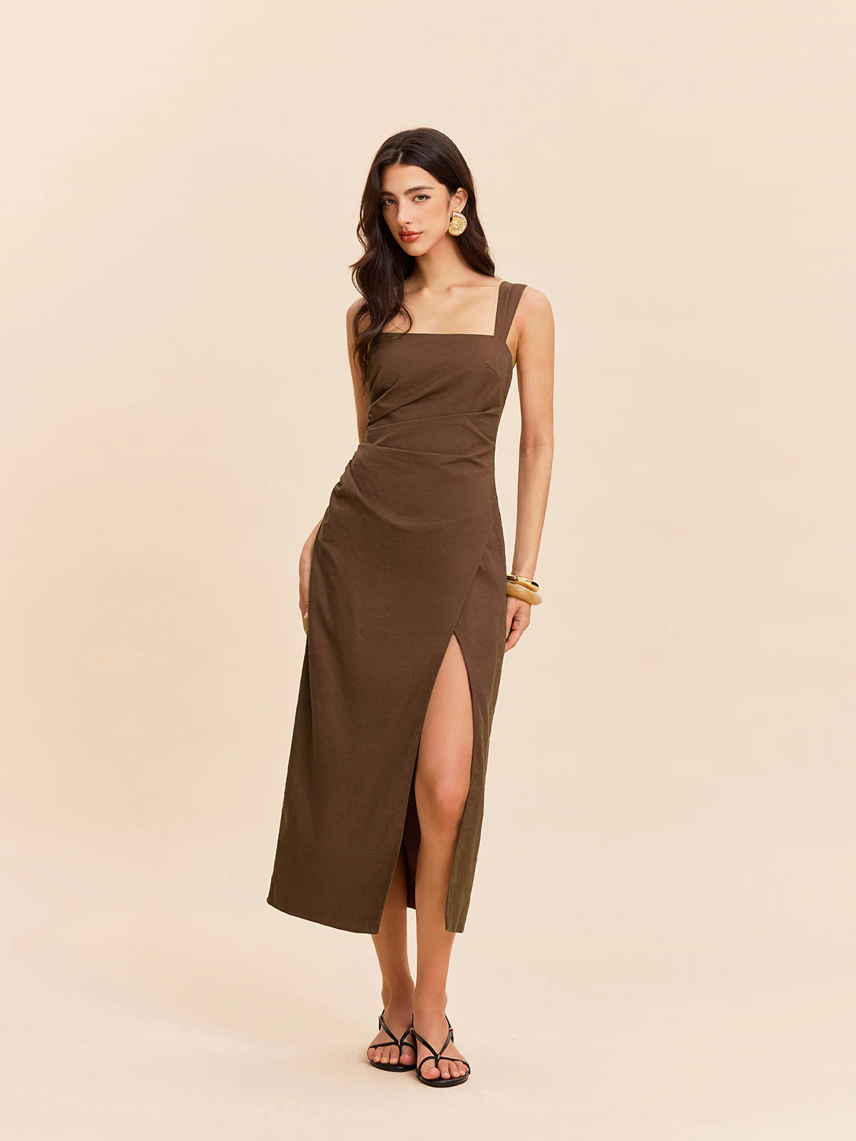 Cotton & Linen Slit Dress - Image 2