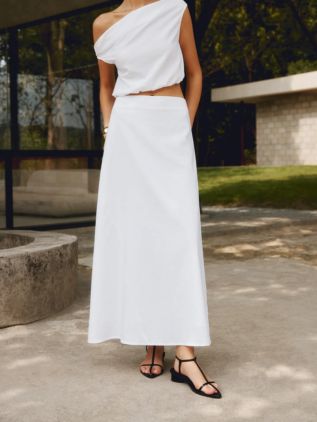 Cotton & Linen Solid Maxi Skirt - Image 2