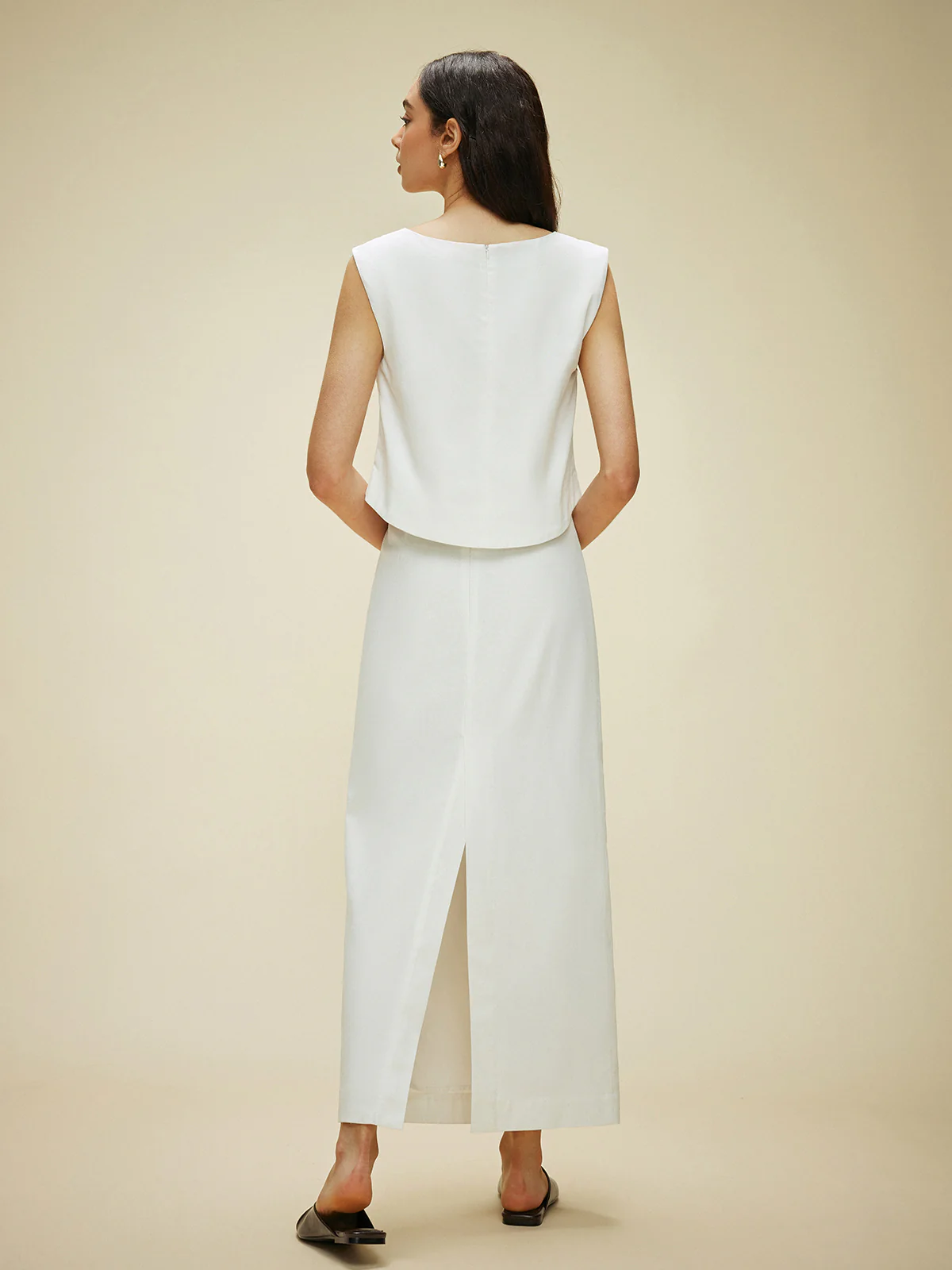 Cotton & Linen Split-Back Skirt Set - Image 4