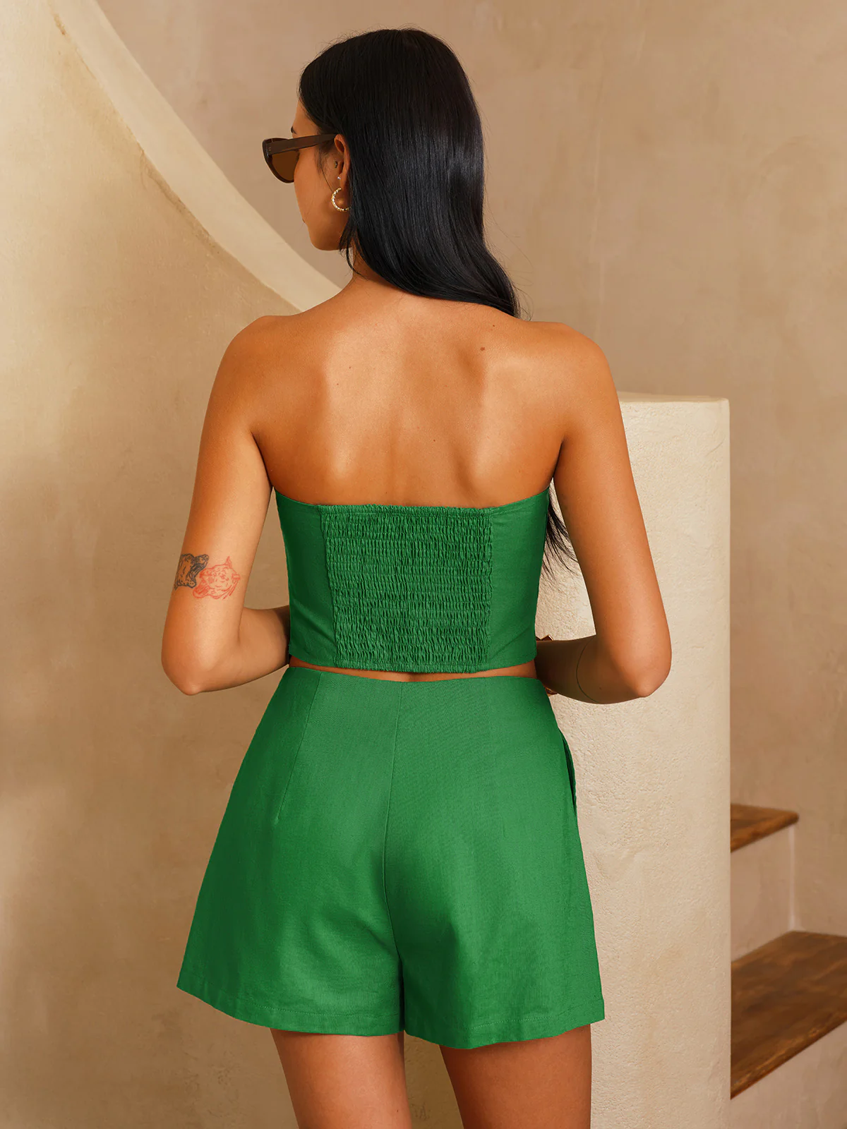 Cotton Linen Strapless Top & Shorts Set - Image 6
