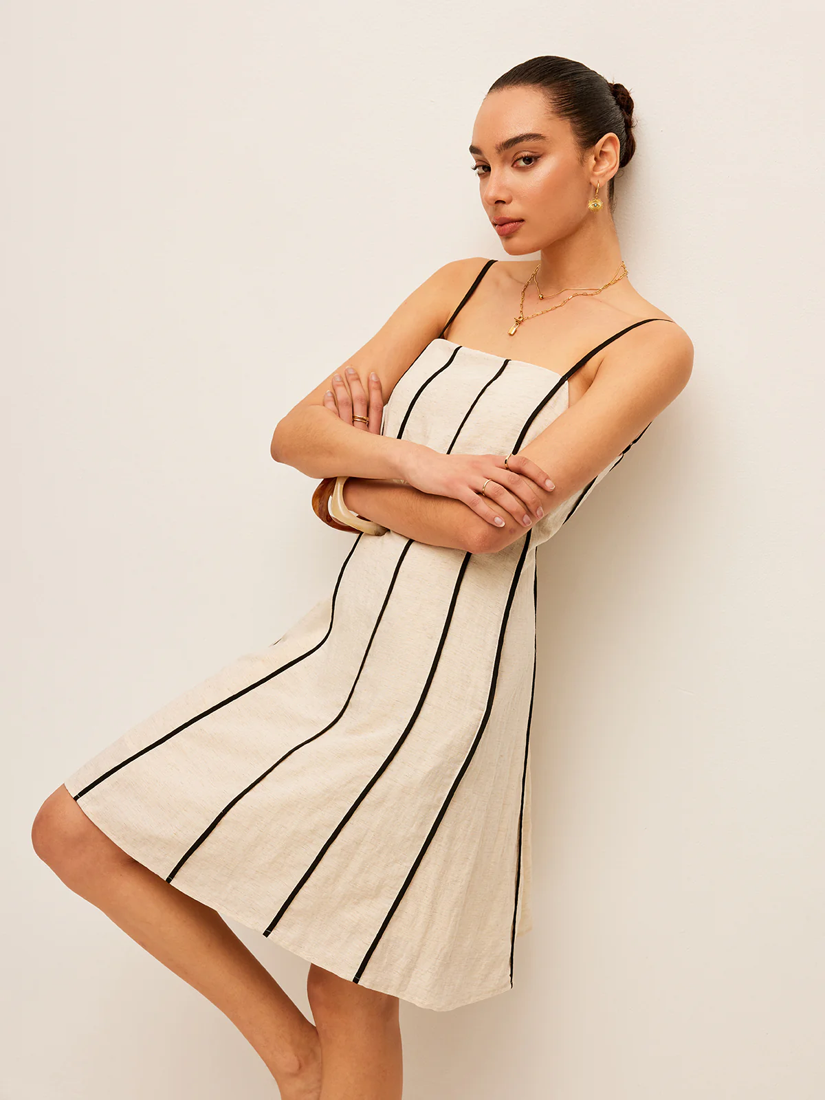 Cotton & Linen Striped Dress - Image 2