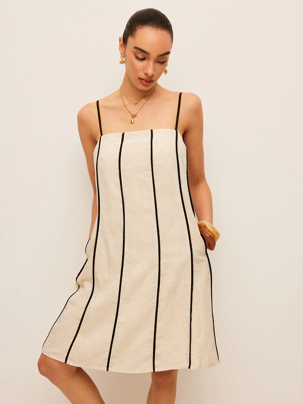Cotton & Linen Striped Dress - Image 3
