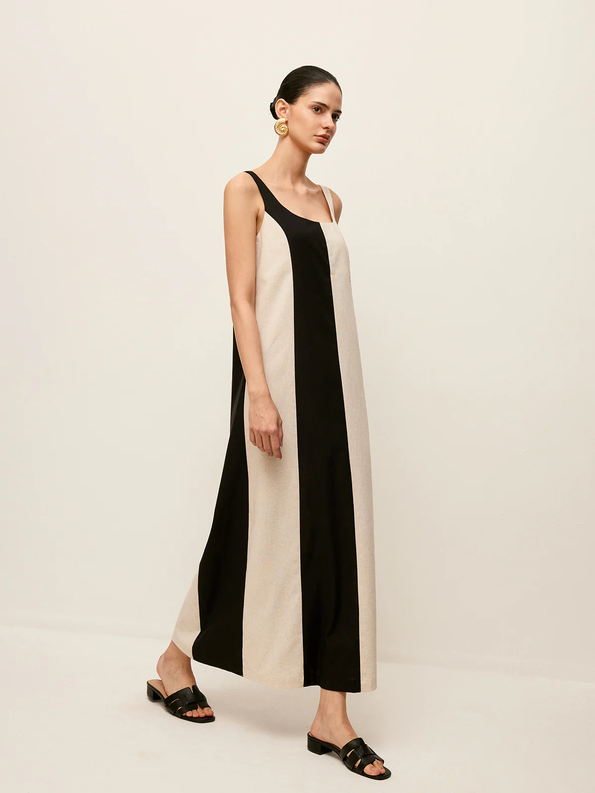 Cotton & Linen Striped Sleeveless Dress - Image 4