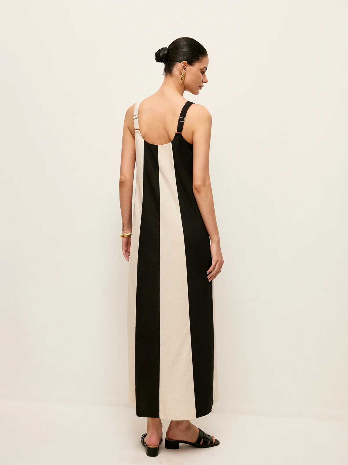 Cotton & Linen Striped Sleeveless Dress - Image 5