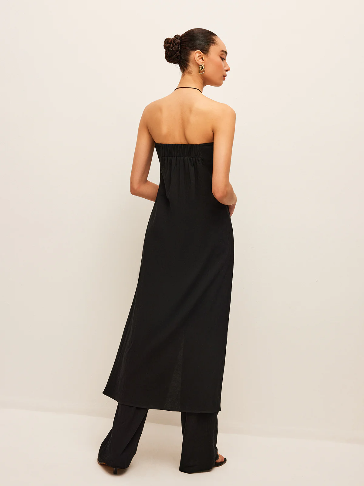 Cotton & Linen Tie-Front Top With Pants Set - Image 7