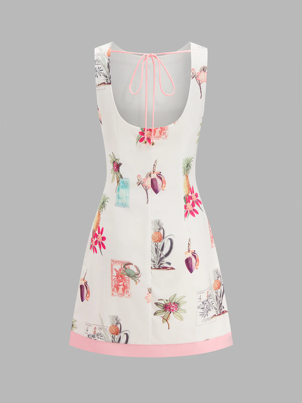 Cotton Linen Tropical Print Sleeveless Dress - Image 2
