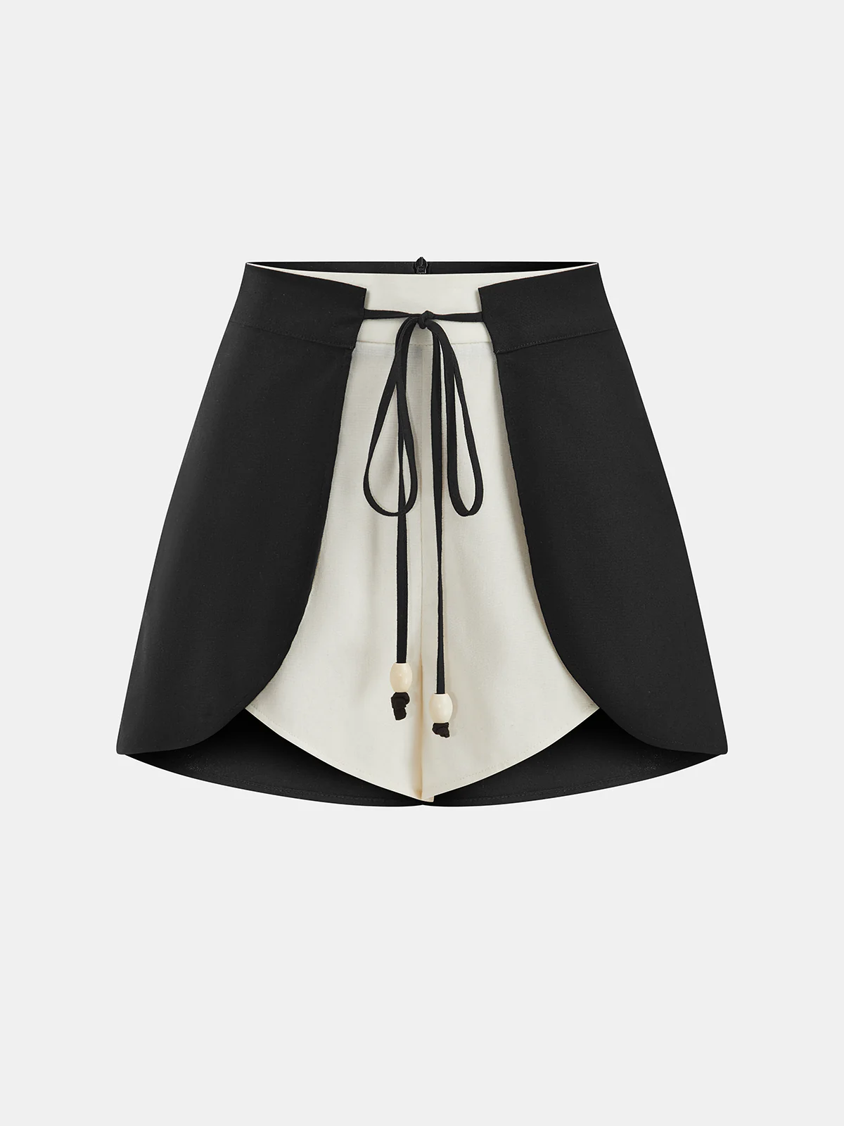 Cotton Linen Two-Tone Drawstring Shorts