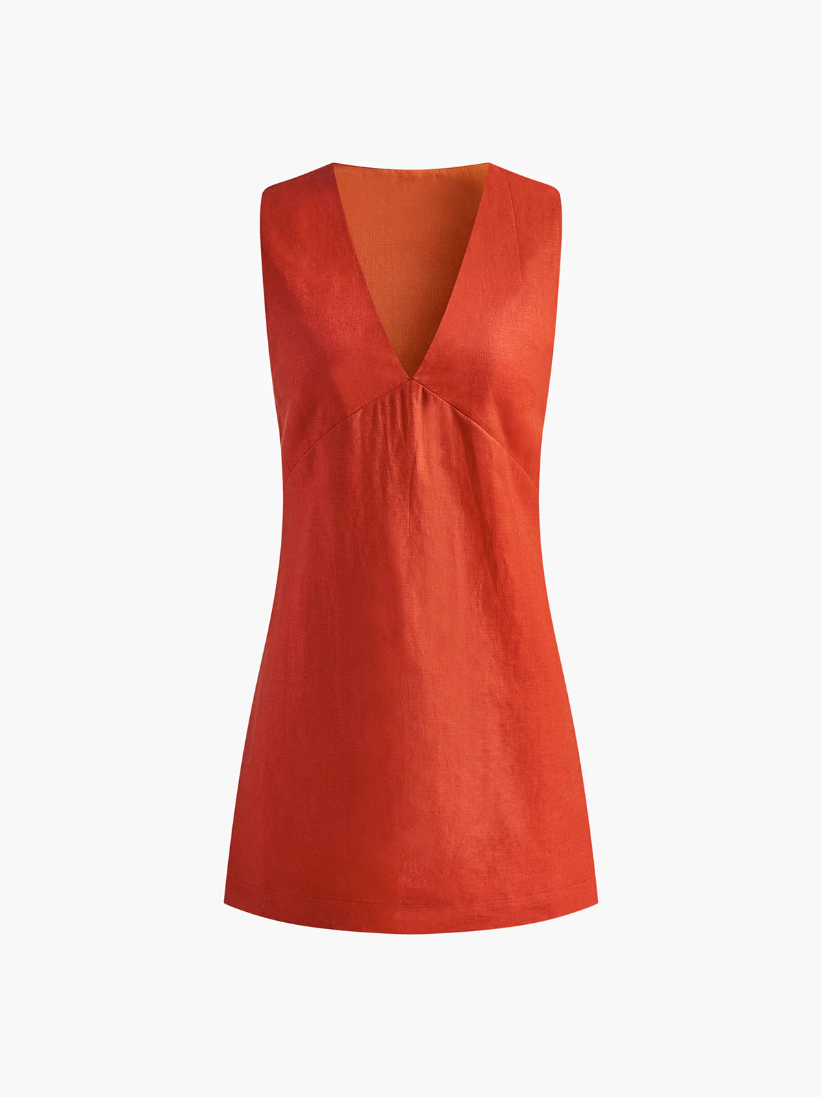 Cotton & Linen V-Neck Short Dress - Image 6