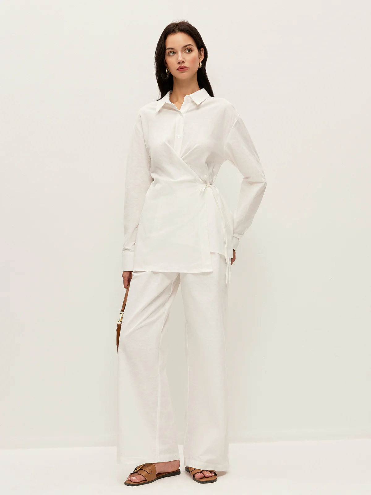 Cotton & Linen Wrap Shirt - Image 2