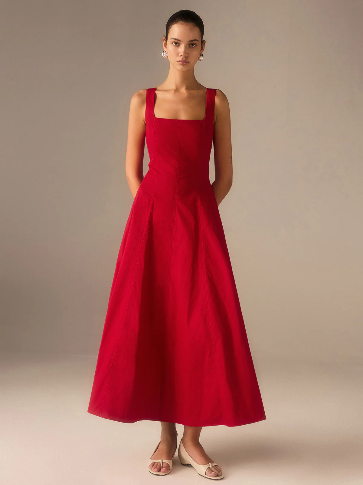 Cotton Maxi Dress with Lace-Up Back - Image 3