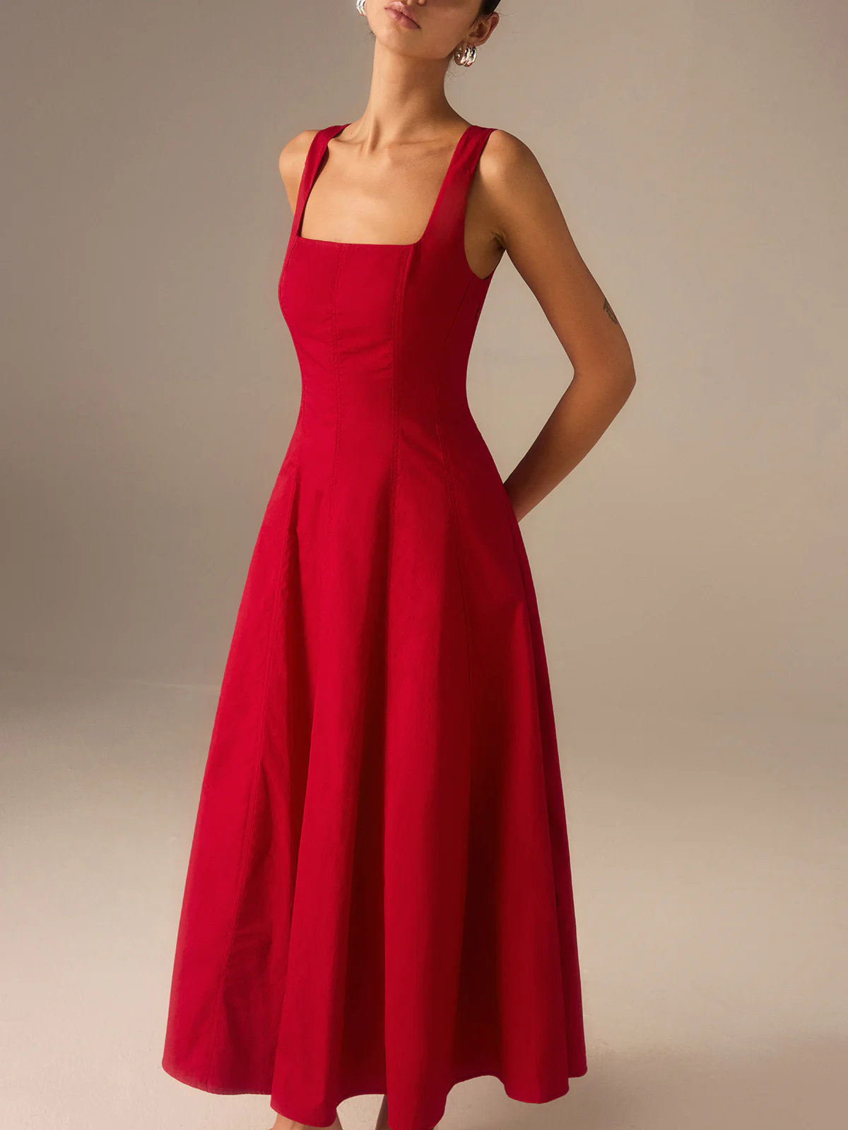 Cotton Maxi Dress with Lace-Up Back - Image 5