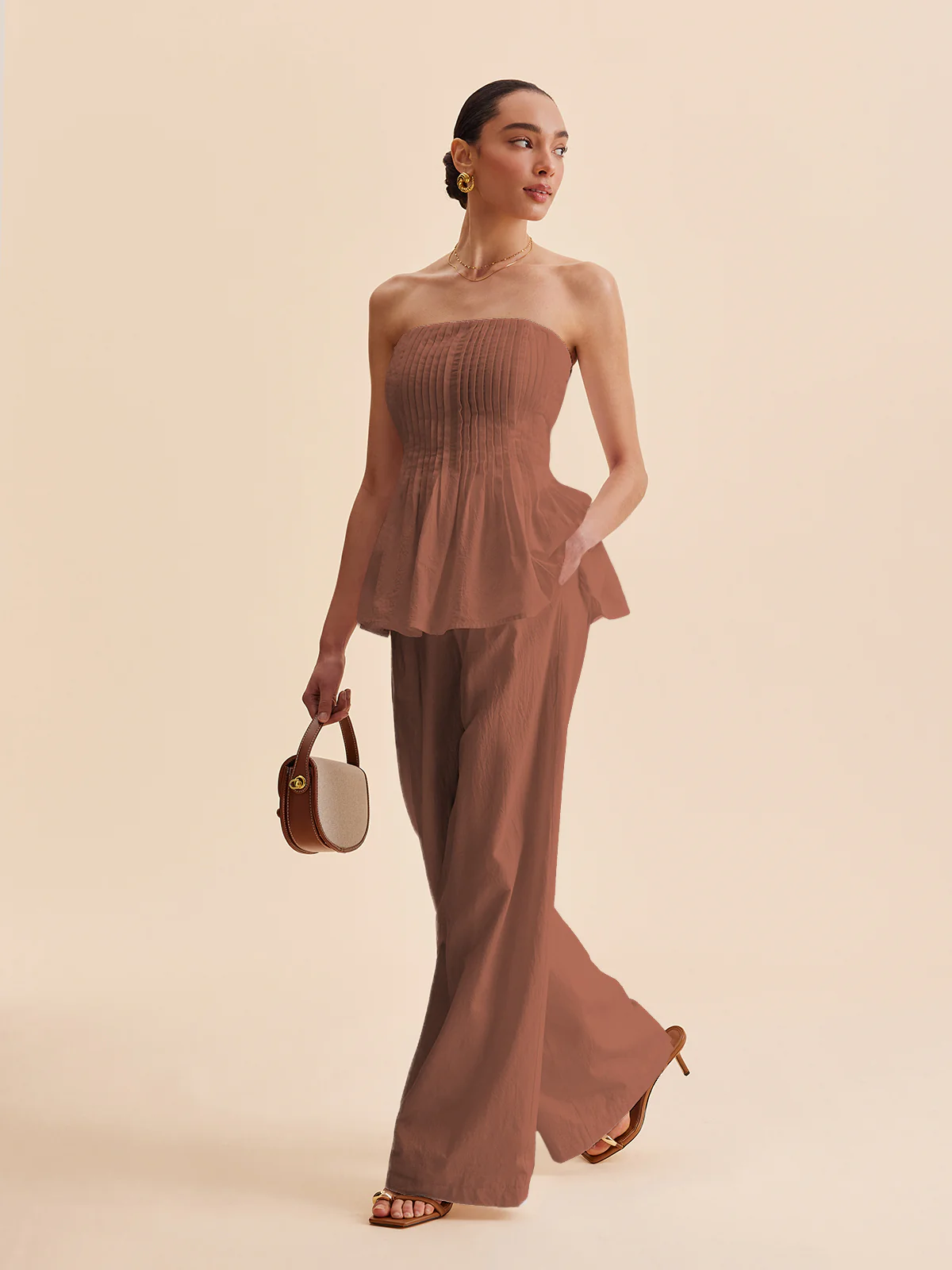 Cotton Mid-Waist Wide-Leg Pants With Pockets - Image 10