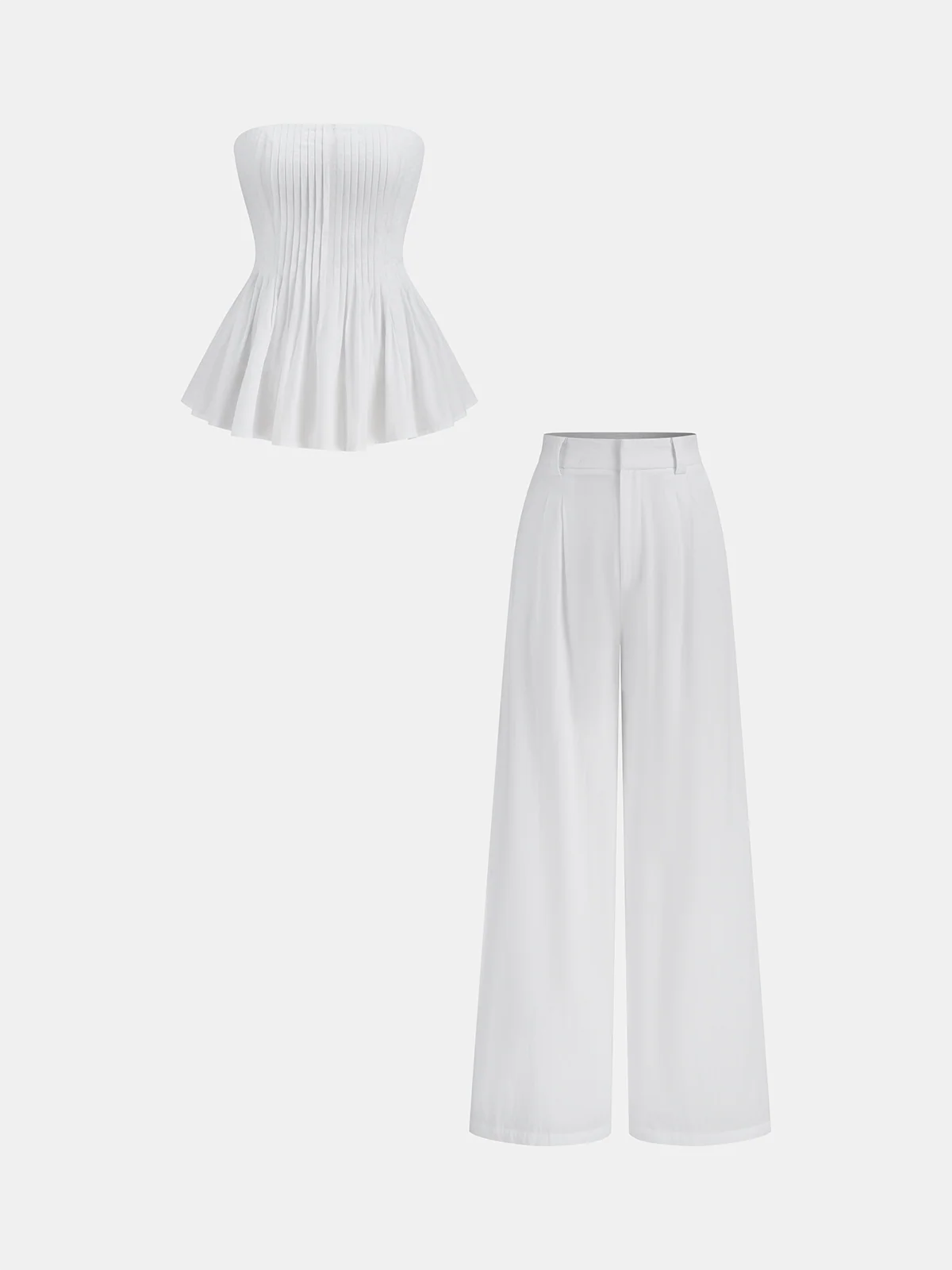 Cotton Mid-Waist Wide-Leg Pants With Pockets - Image 2