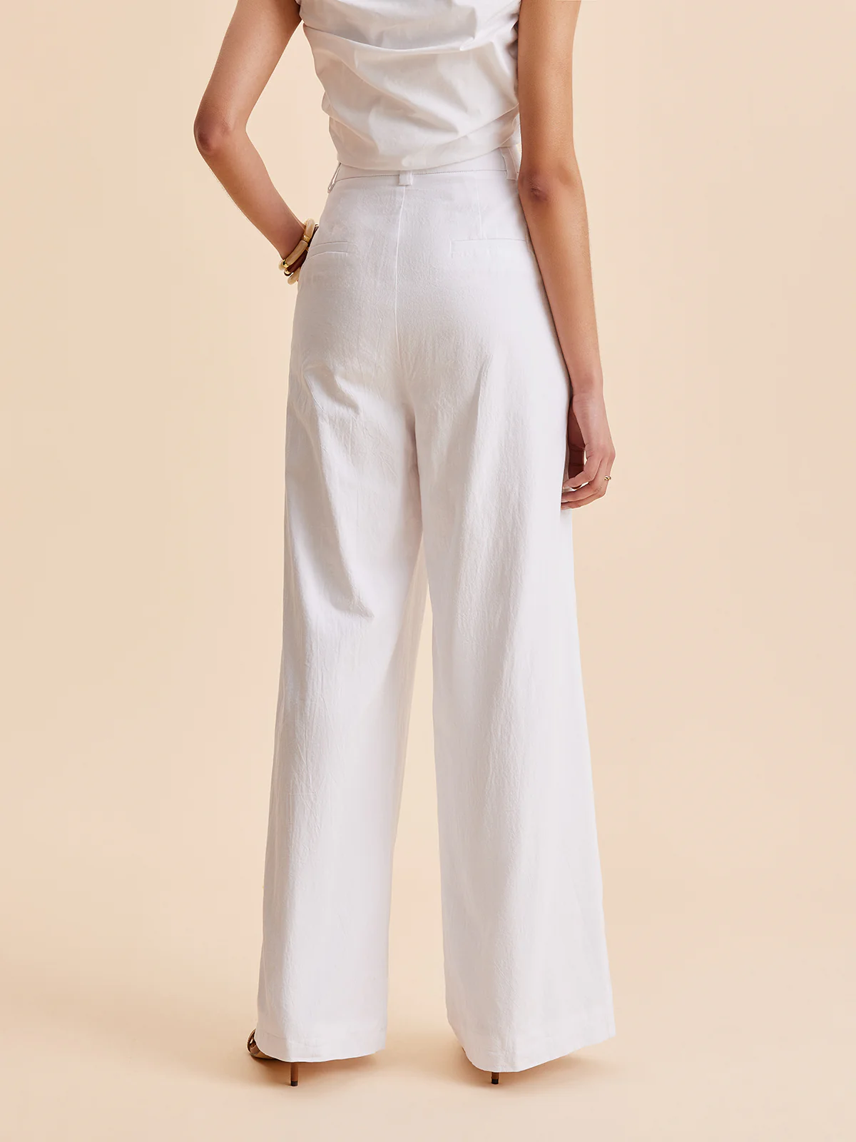Cotton Mid-Waist Wide-Leg Pants With Pockets - Image 8