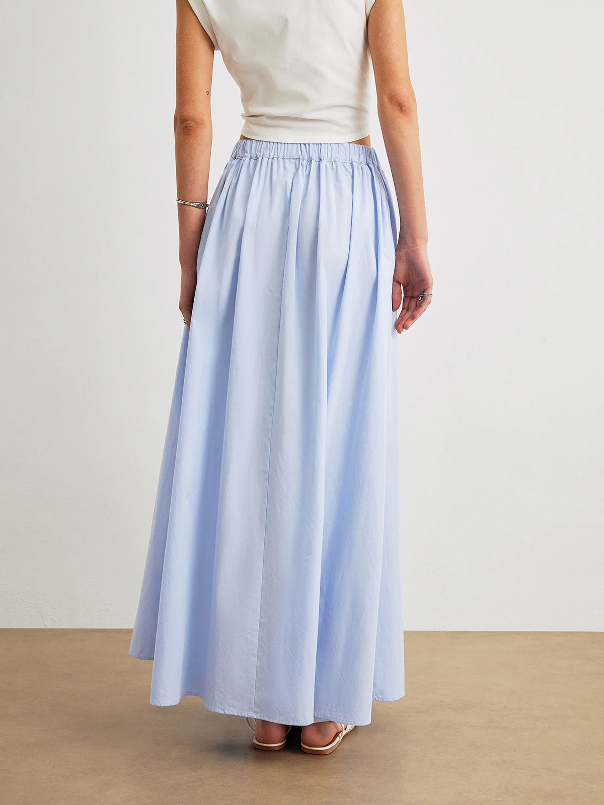Cotton Midi A-Line Skirt With Pockets - Image 3