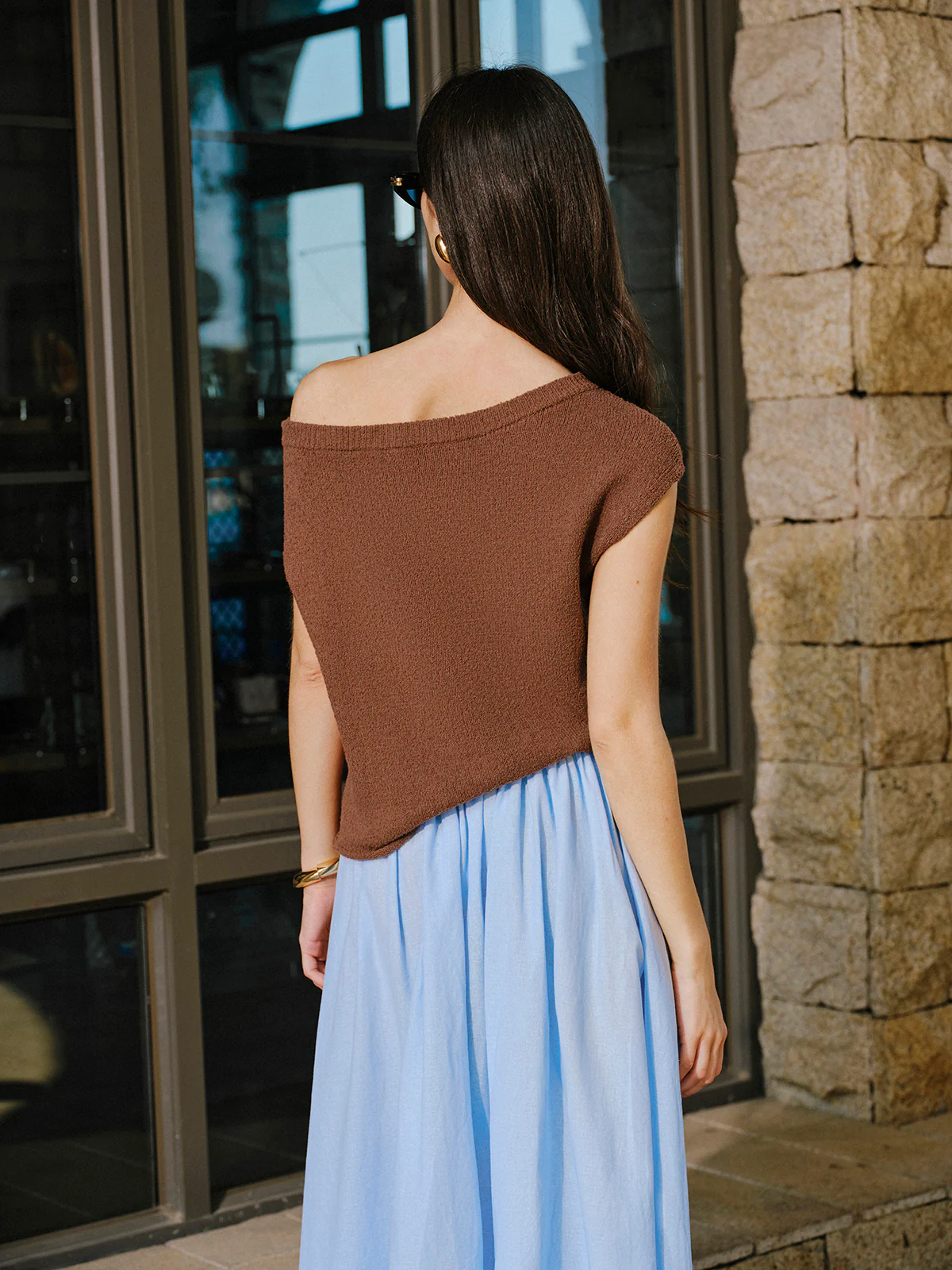 Cotton Off-Shoulder Knit Top - Image 4