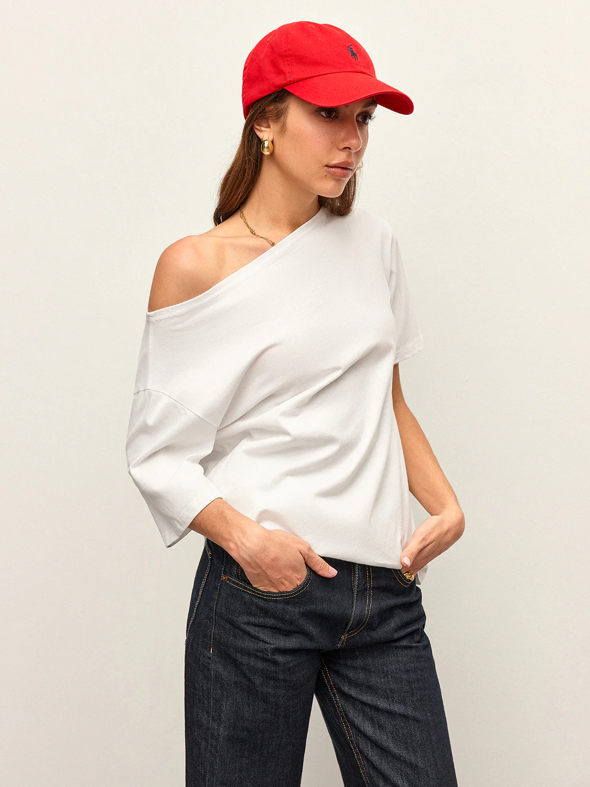 Cotton Off-Shoulder T-Shirt - Image 4