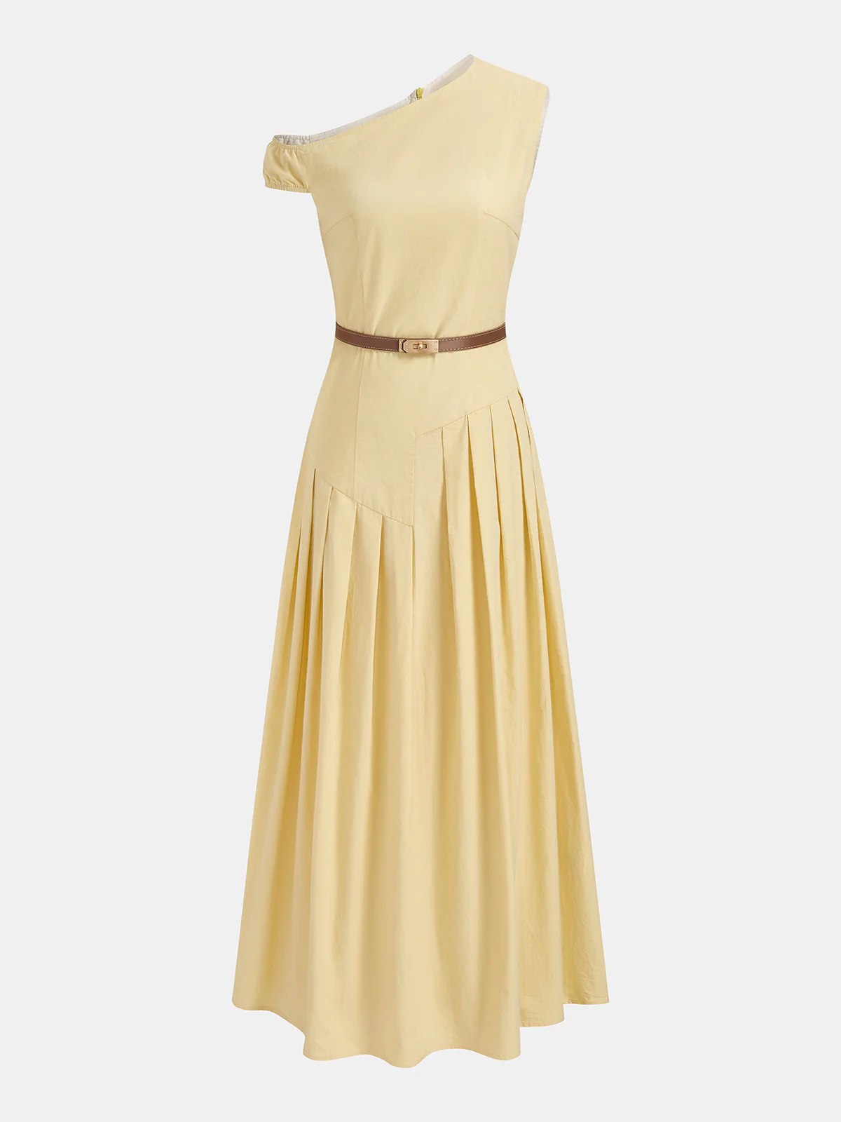 Cotton One-Shoulder Belted Maxi Dress - Image 2