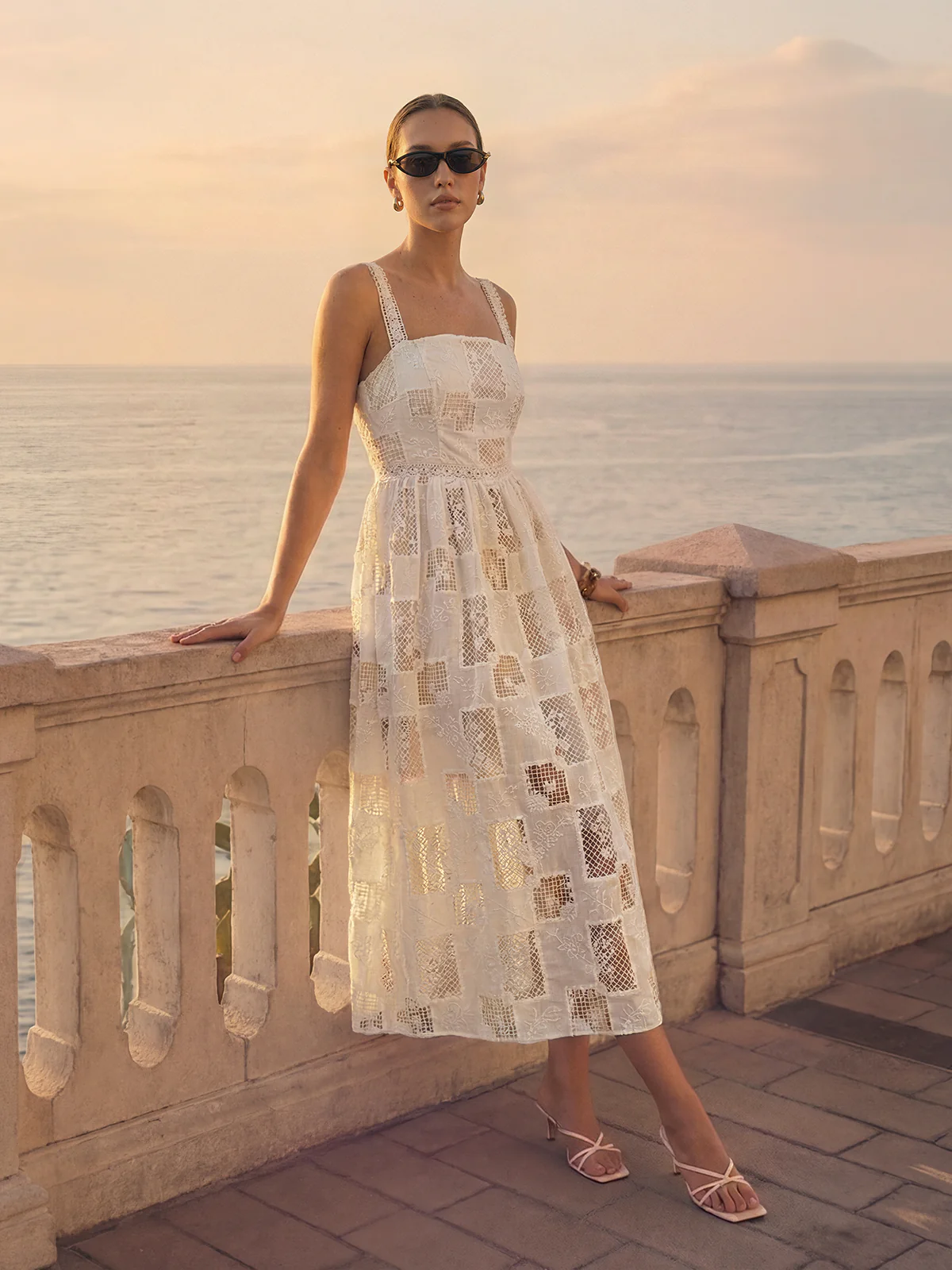 Cotton Patchwork Lace Embroidered Maxi Dress - Image 2