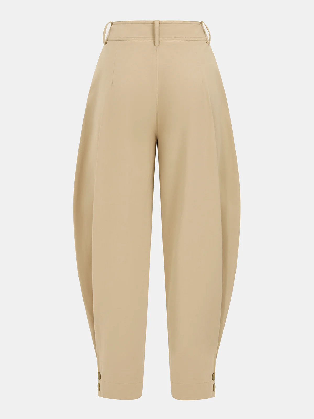 Cotton Pleated Mid-Waist Balloon Pants - Image 2