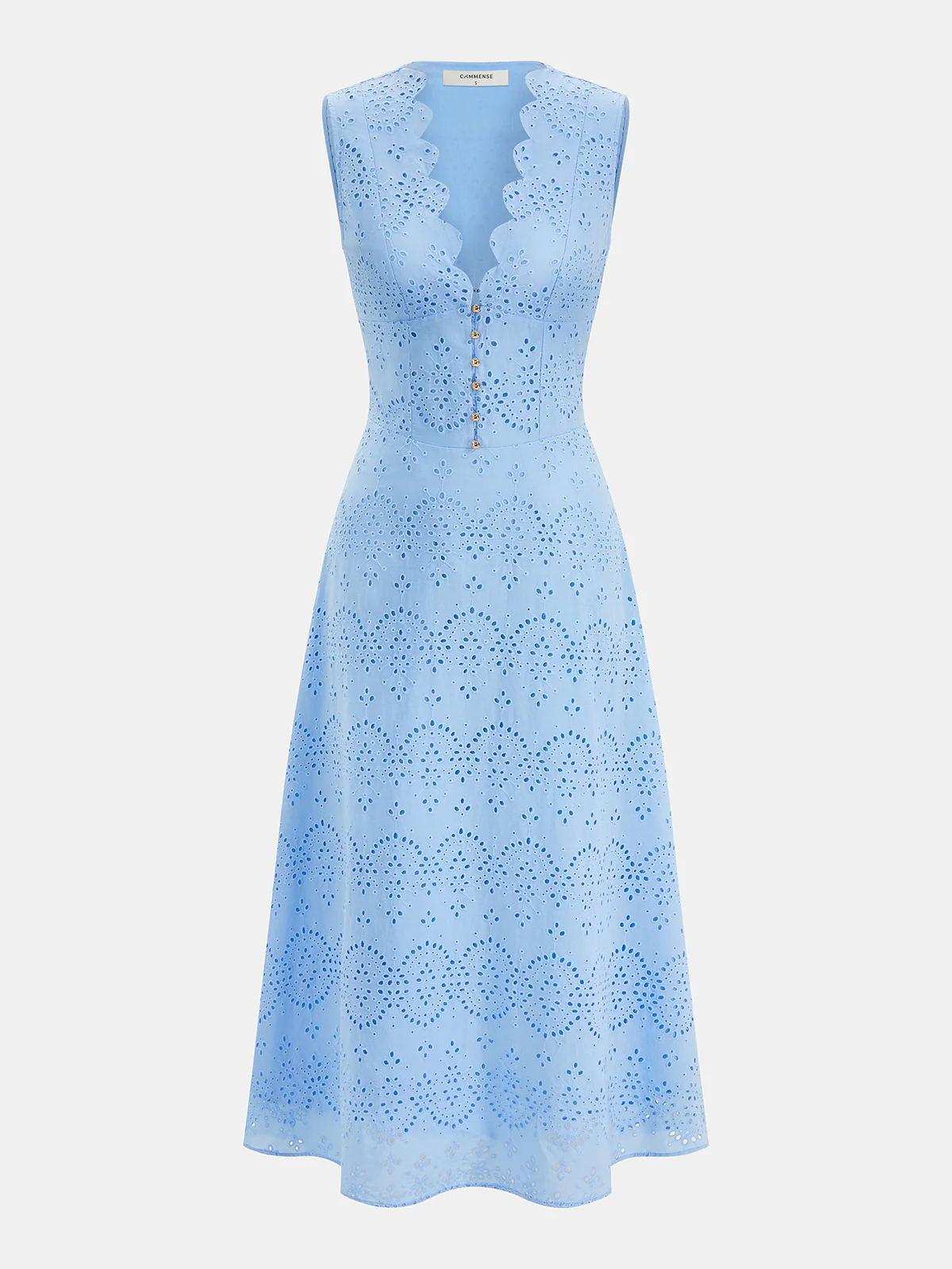 Cotton Sleeveless Embroidered Eyelet Dress - Image 2