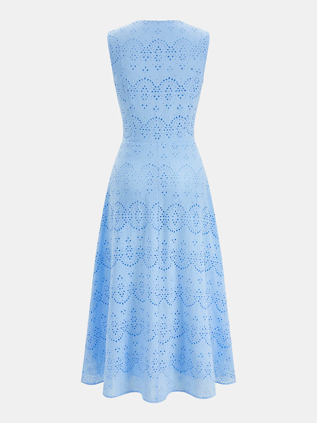 Cotton Sleeveless Embroidered Eyelet Dress - Image 3
