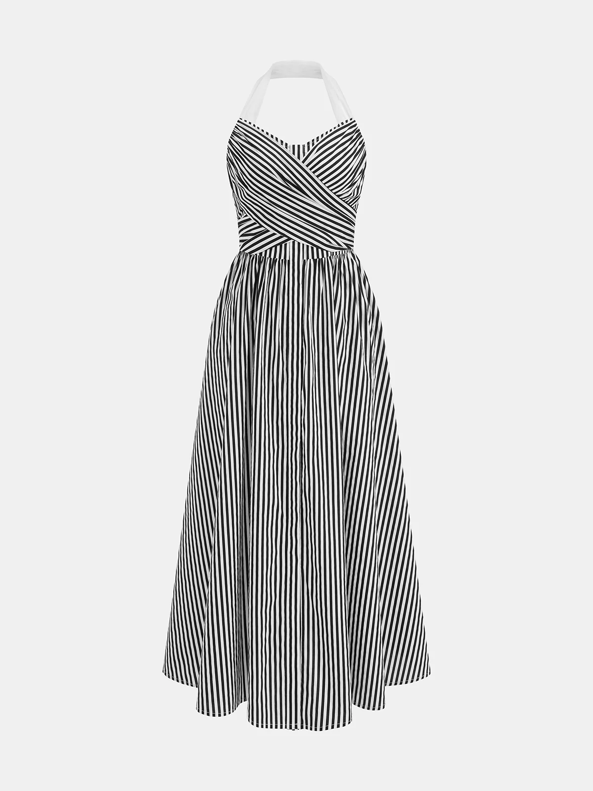 Cotton Striped Halter Maxi Dress - Image 2