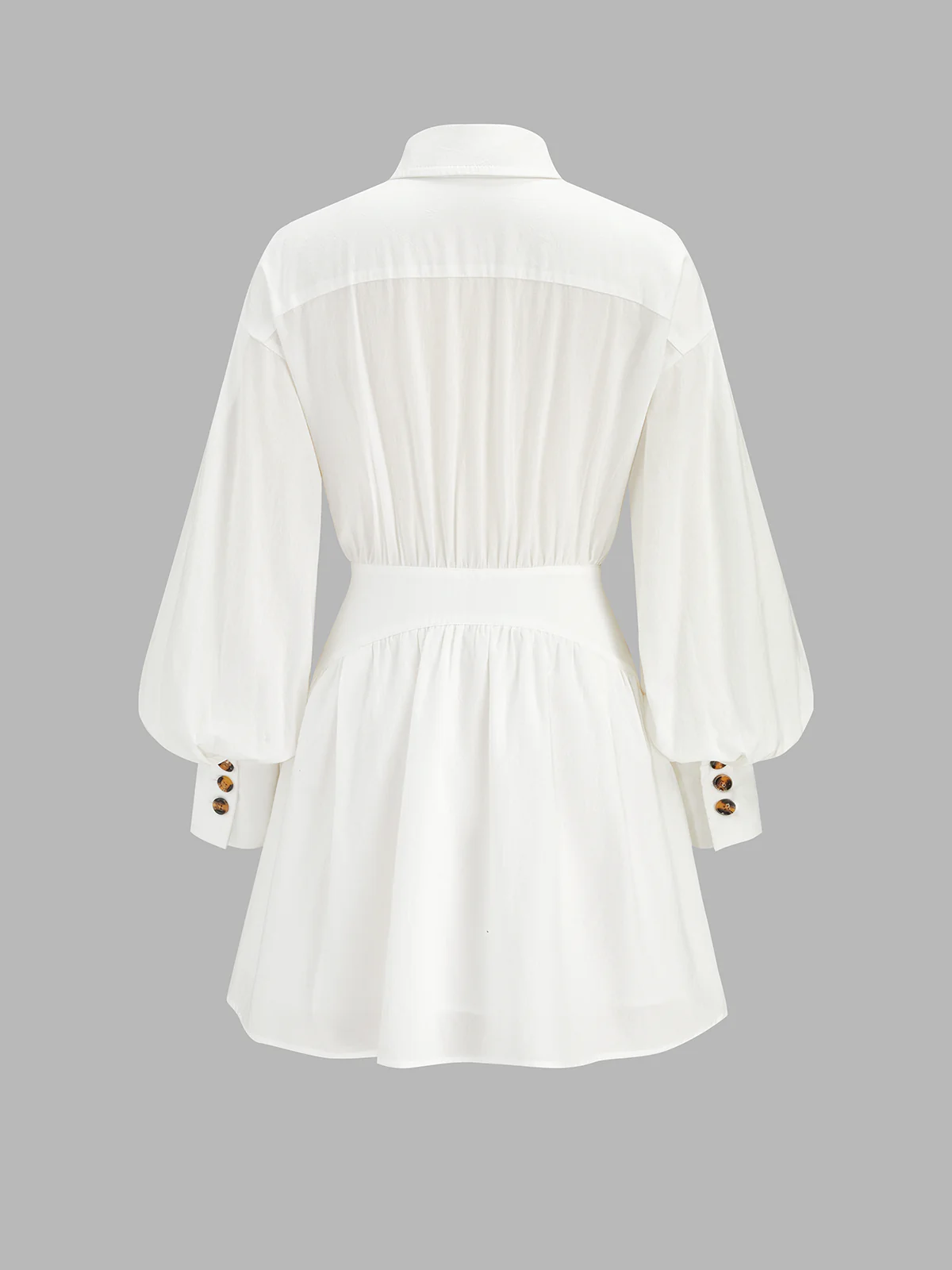 Cotton Tie-Waist Long Sleeve Shirt Dress - Image 2