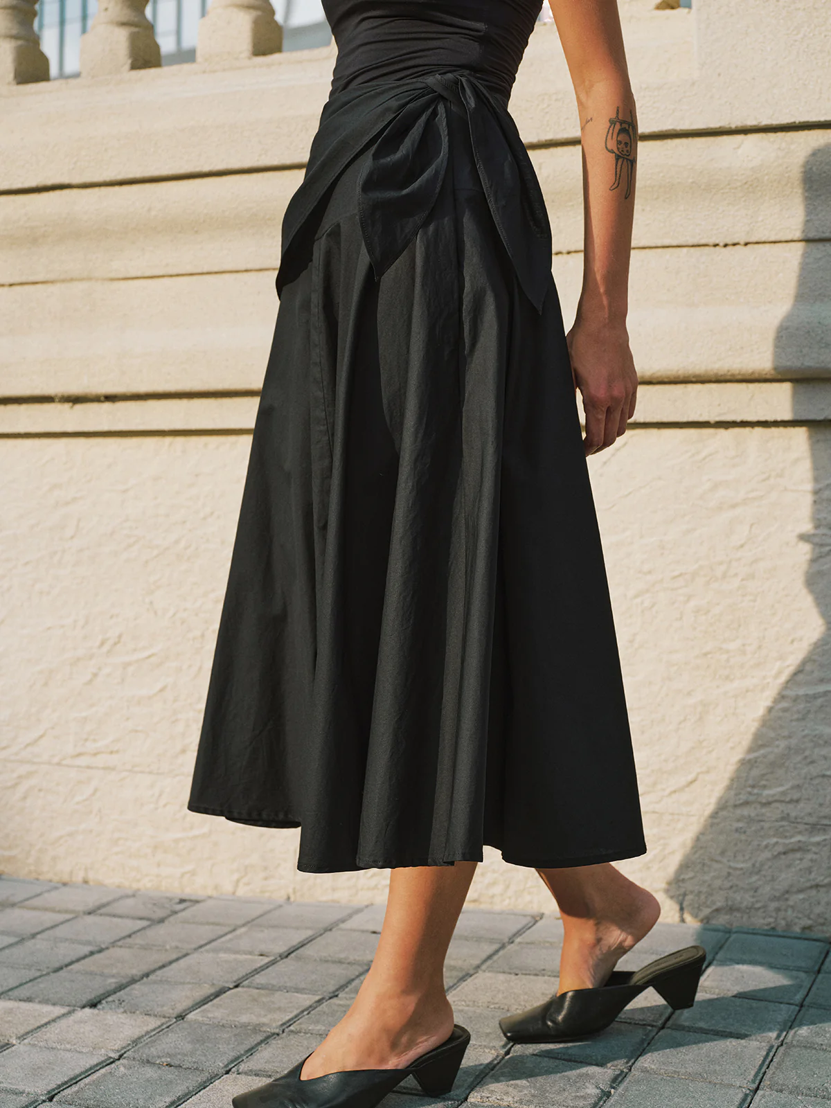 Cotton Tie-Waist Maxi Skirt