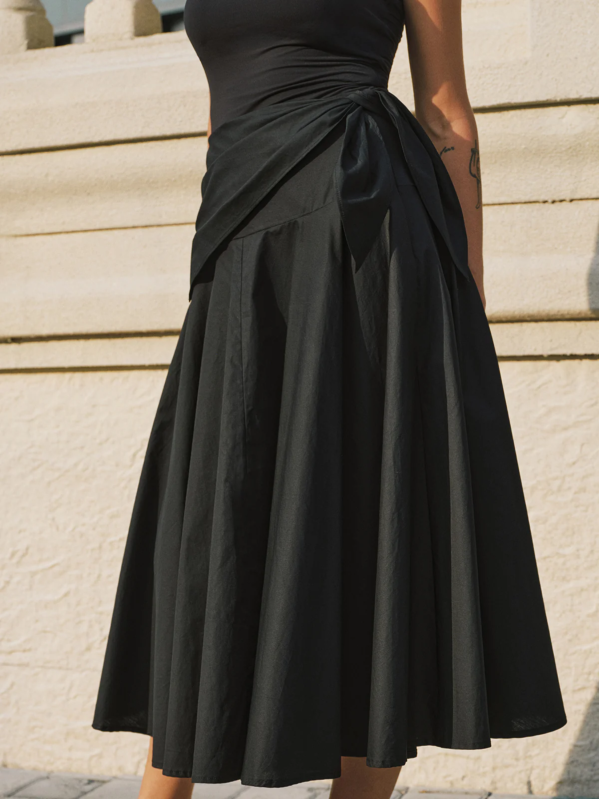 Cotton Tie-Waist Maxi Skirt - Image 2