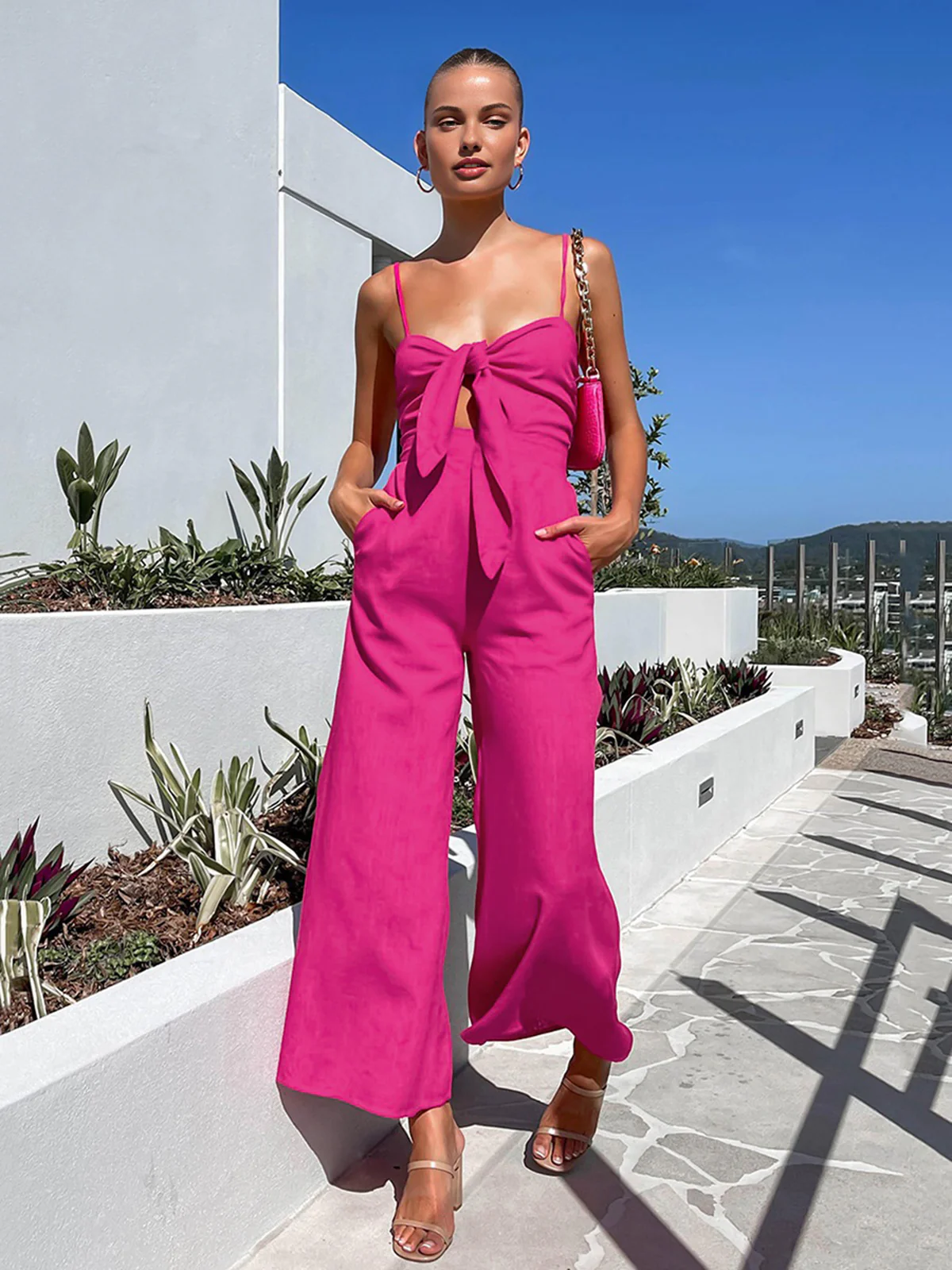 Cotton Twist Detail Jumpsuit - Image 4
