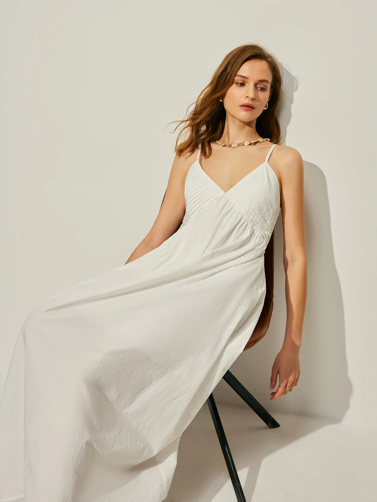 Cotton V-Neck Cami Dress - Image 3