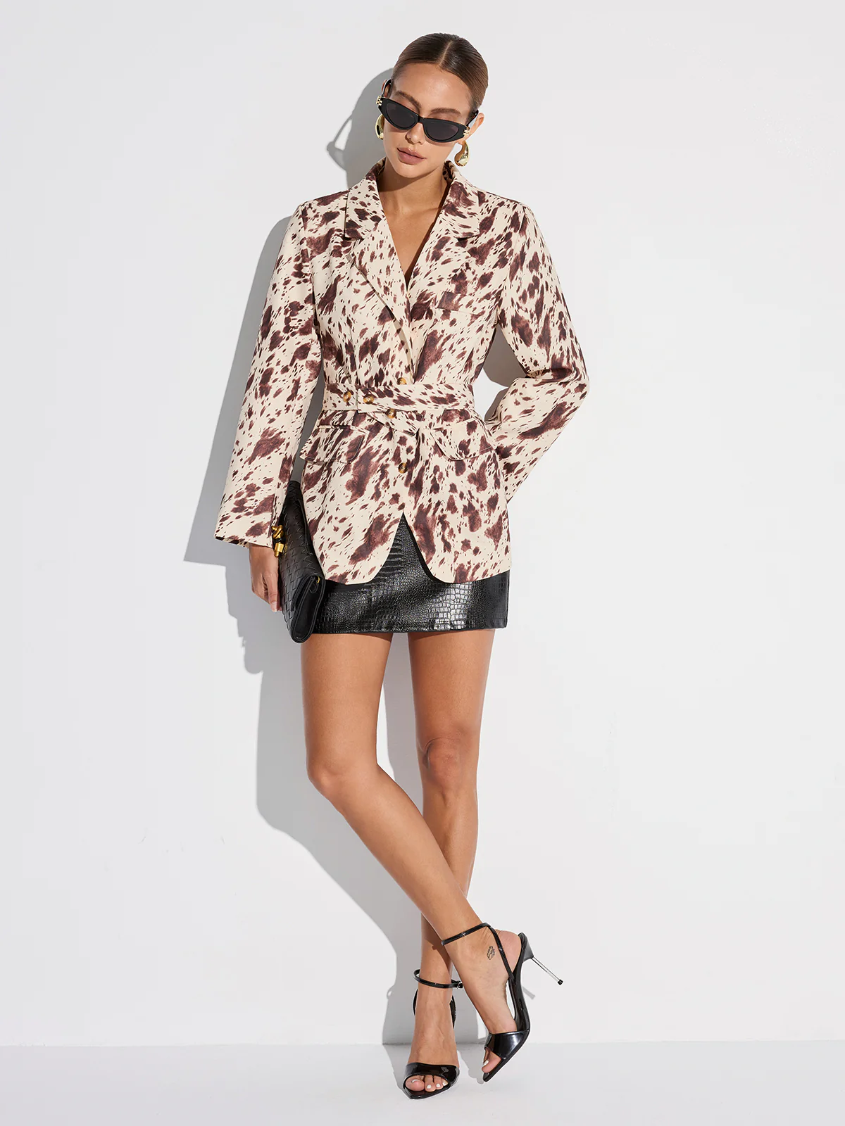 Cow-print Belted Blazer - Image 2
