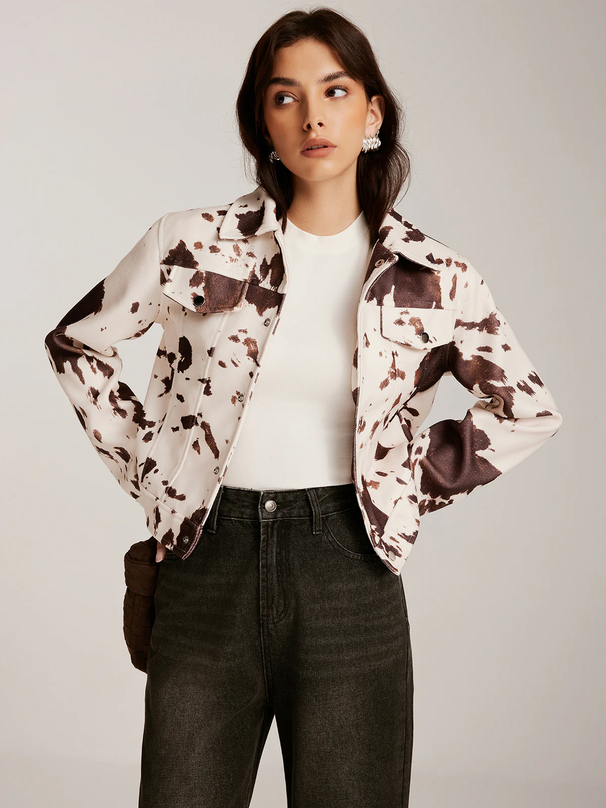Cow Printed Tweed Short Jacket - Image 2