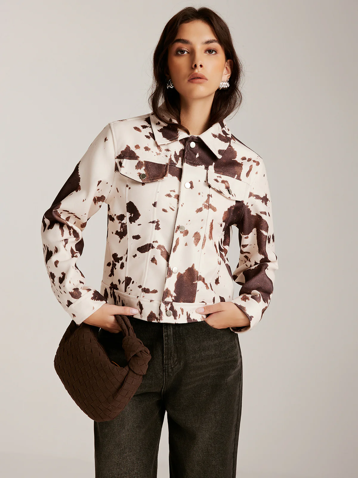 Cow Printed Tweed Short Jacket - Image 5