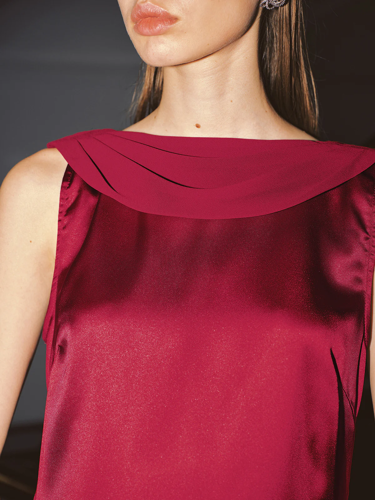 Cowl Neck Backless Satin Mini Dress - Image 5