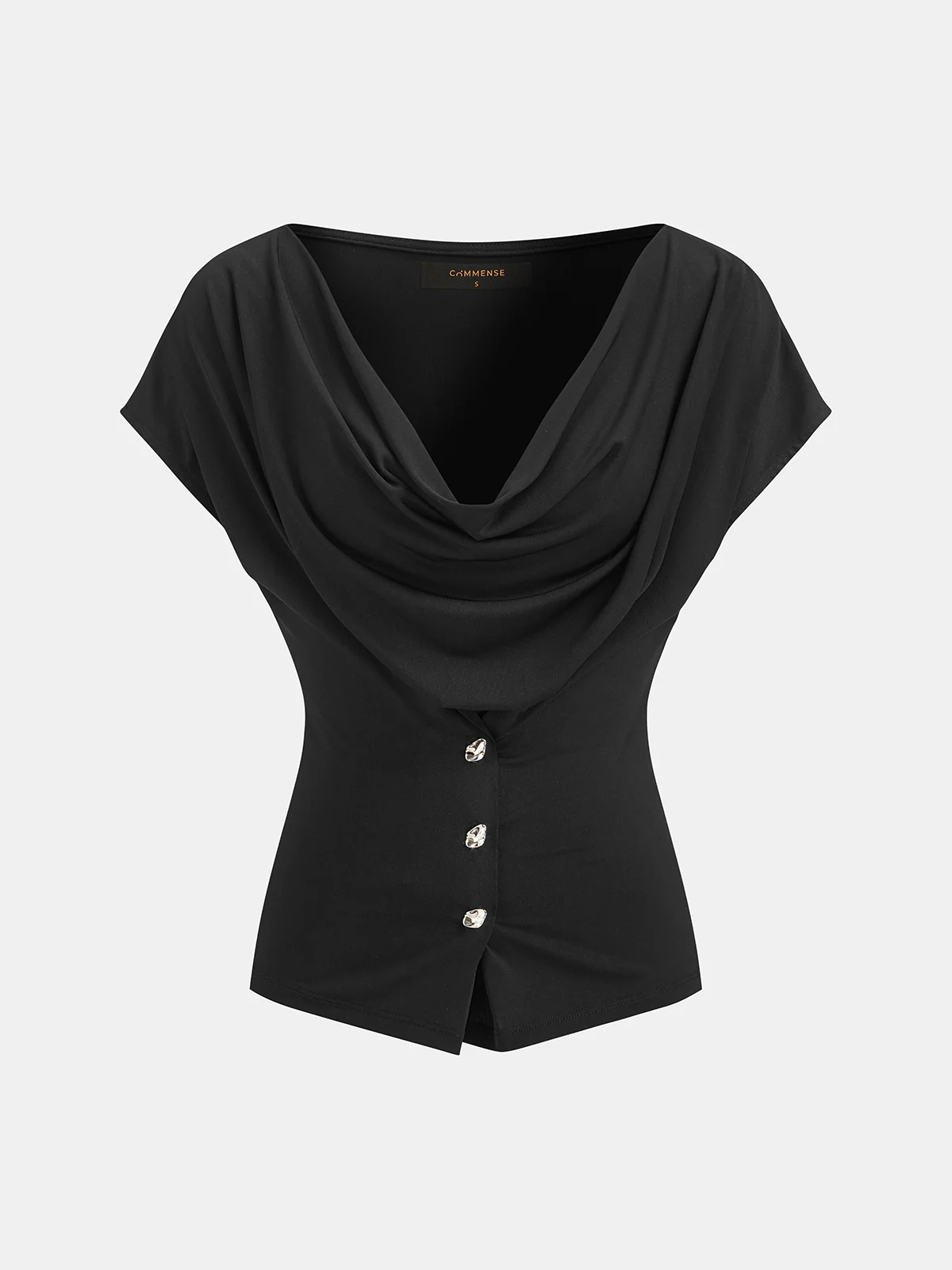 Cowl Neck Fitted Buttoned Blouse - Image 2