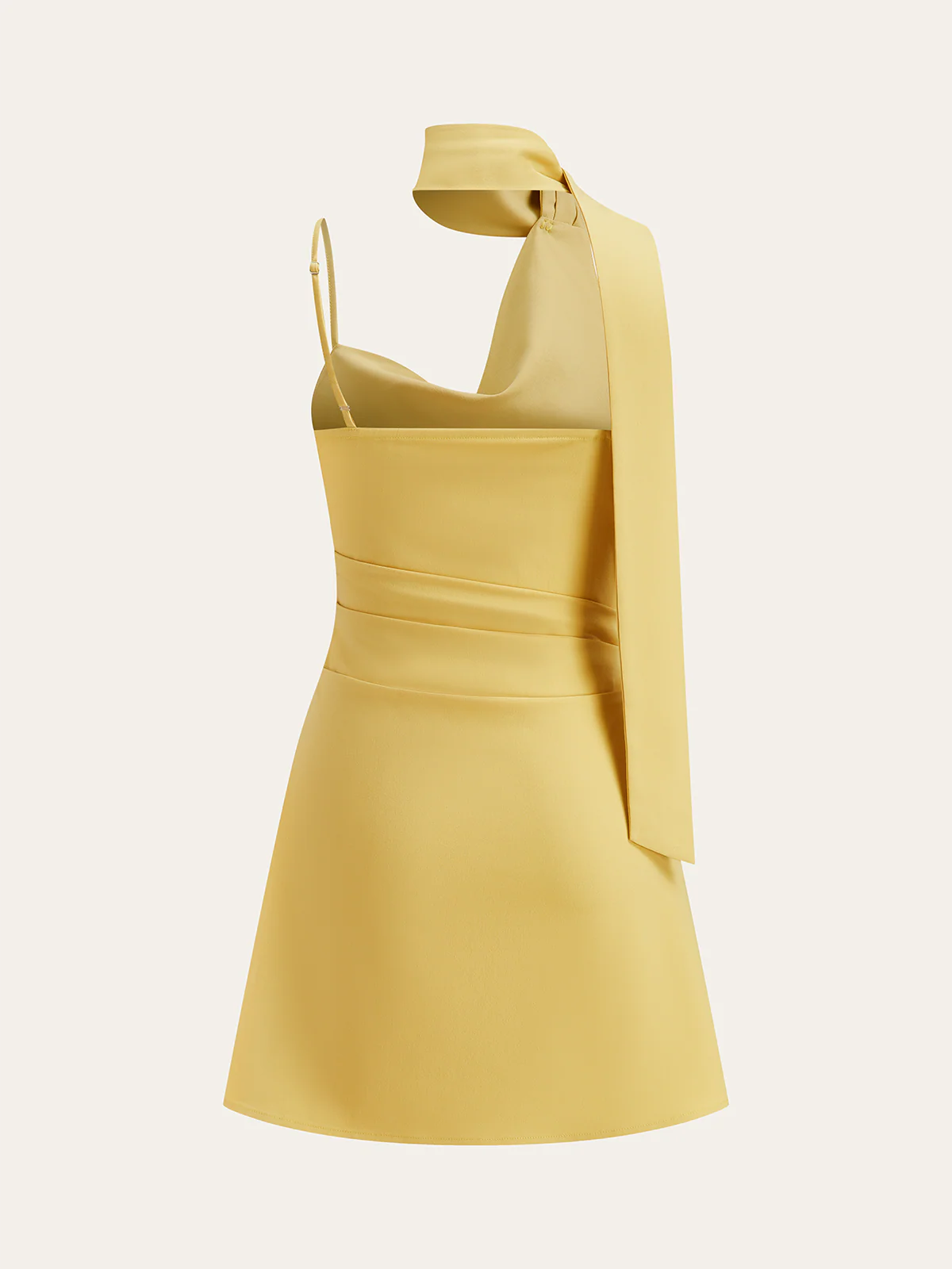 Cowl Neck Mini Dress with Asymmetric Sash Detail - Image 5