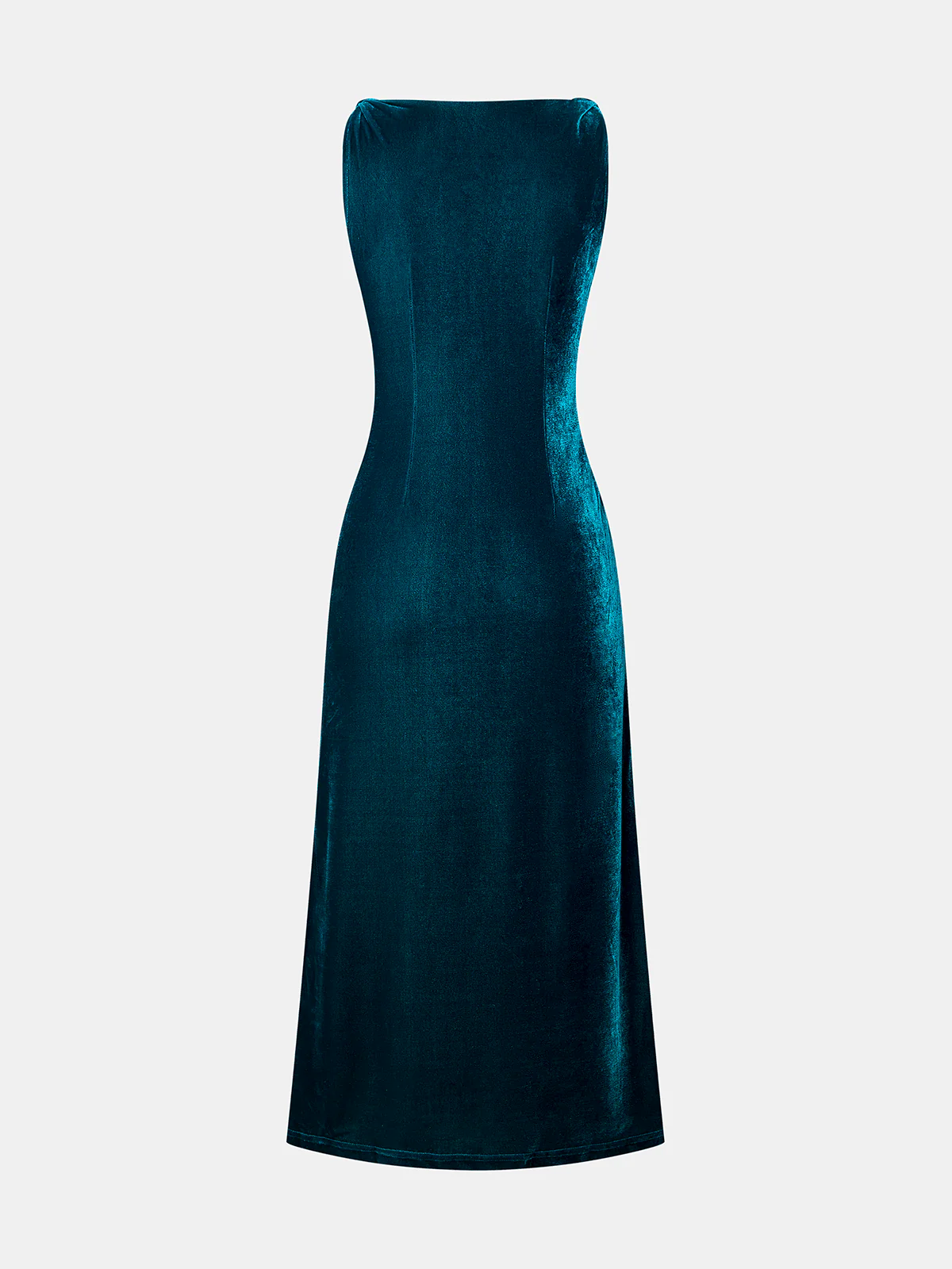 Cowl Neck Ruched Velvet Sleeveless Dress - Image 2