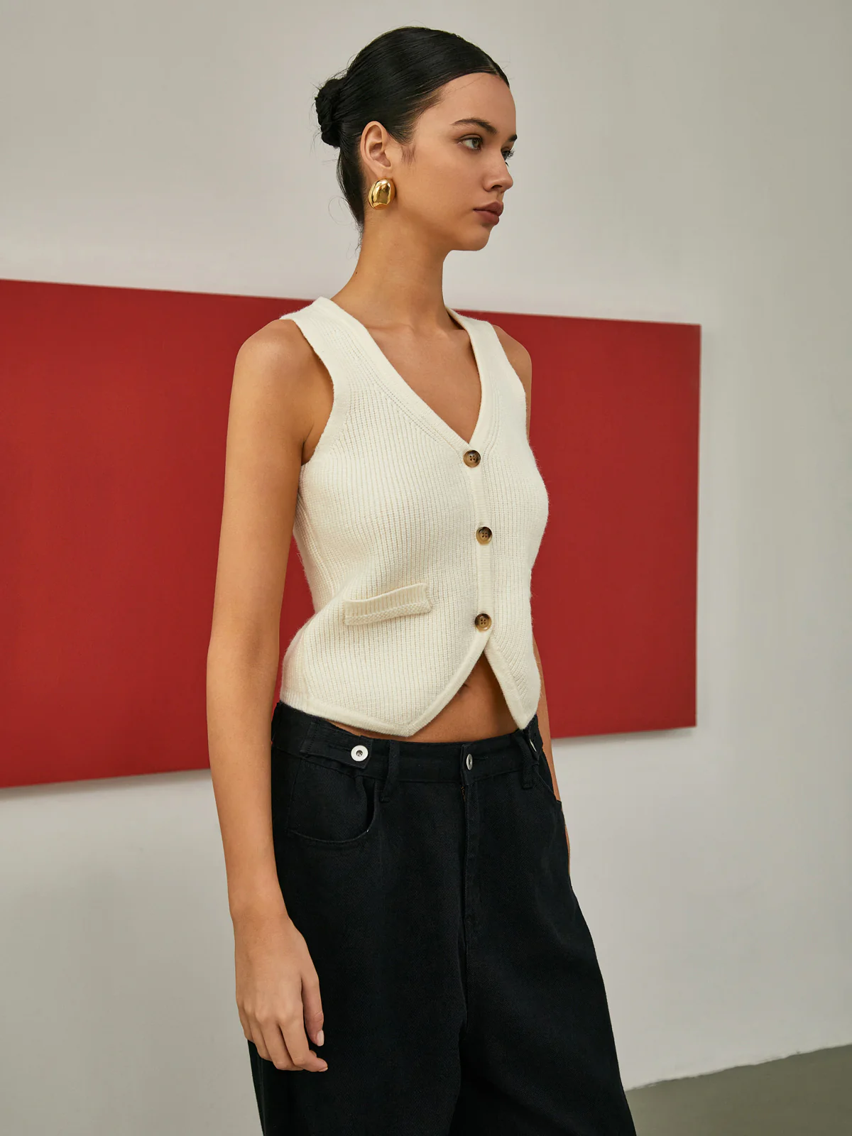 Creamy Button-Front Cardigan - Image 2