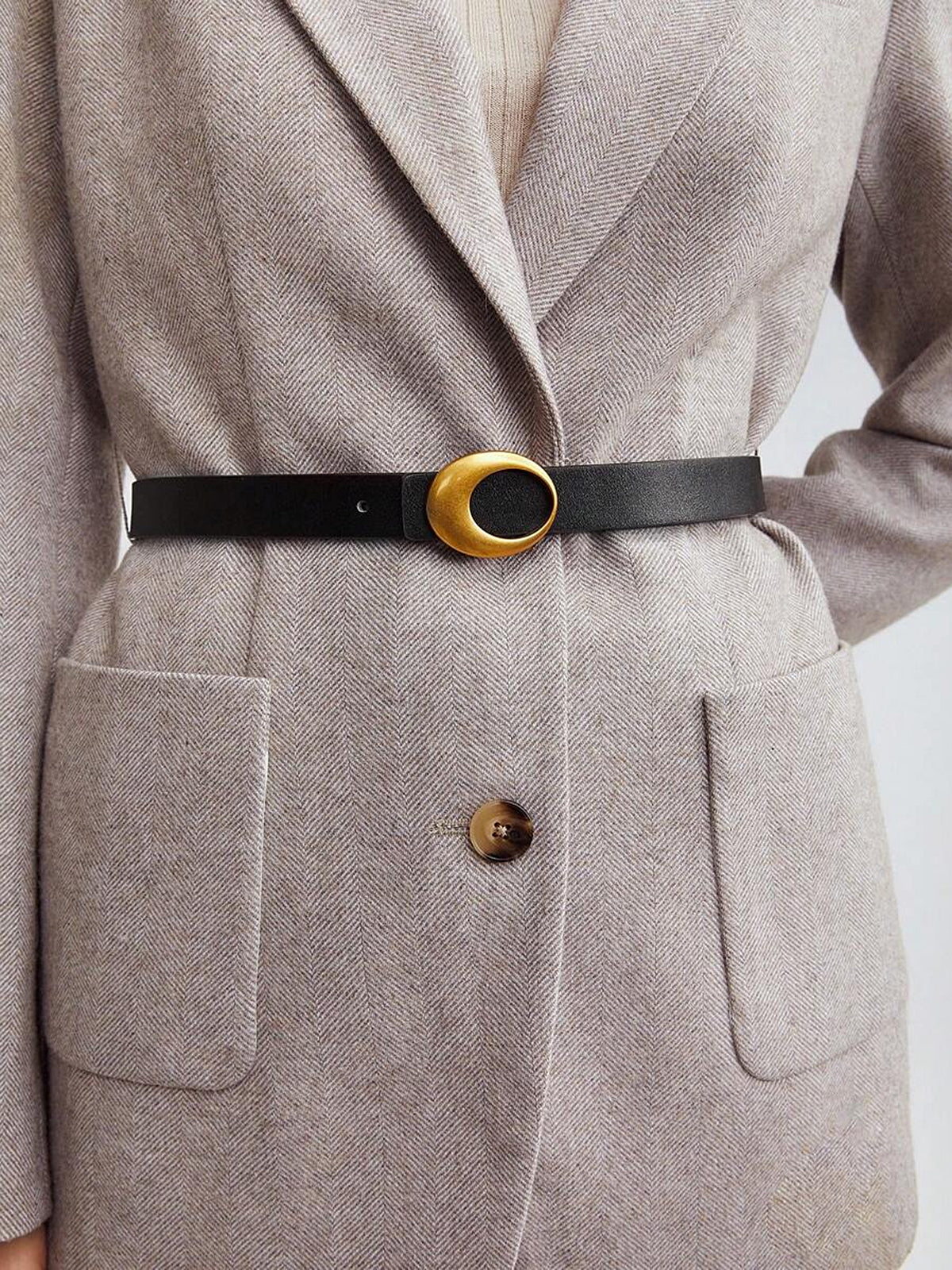 Crescent Buckle Leather Belt - Image 3