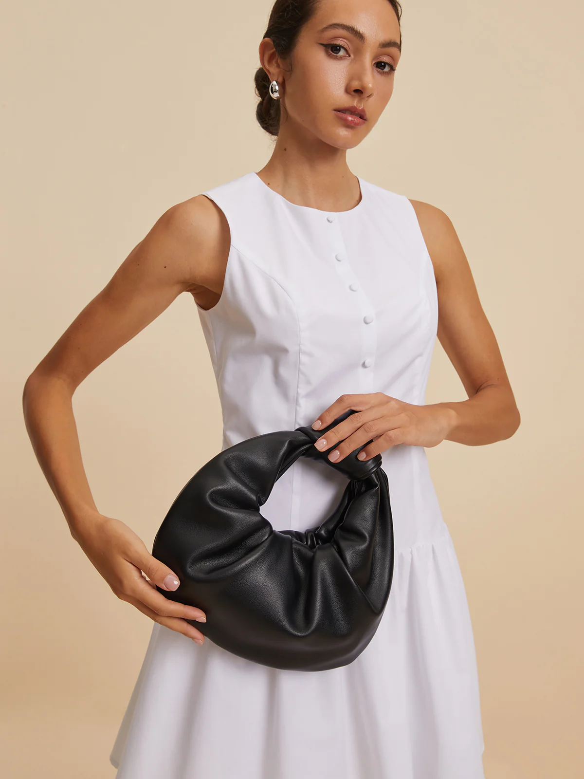 Crescent Knotted Ruched Bag - Image 4