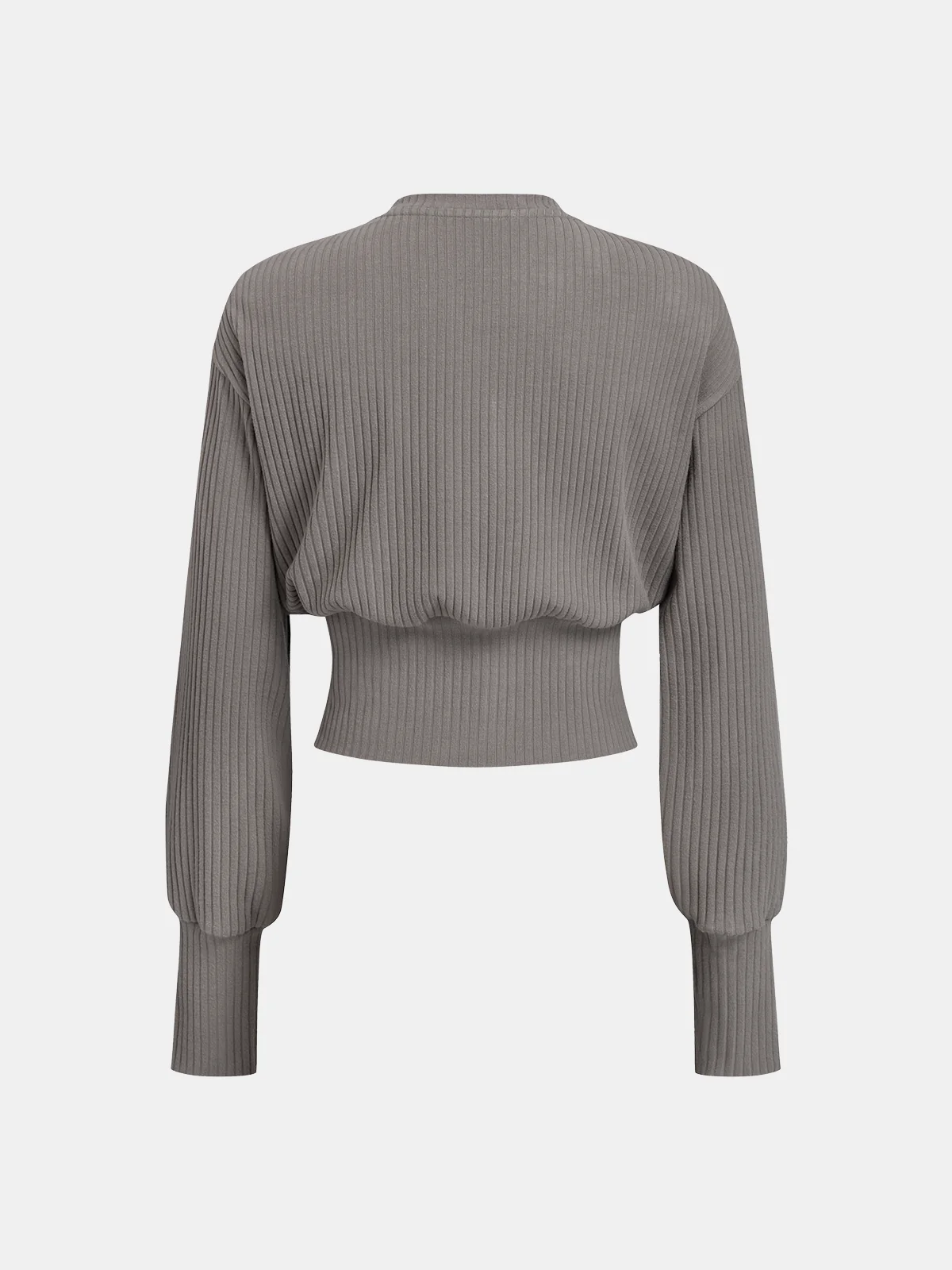 Crew Neck Button-Front Knit Top - Image 2