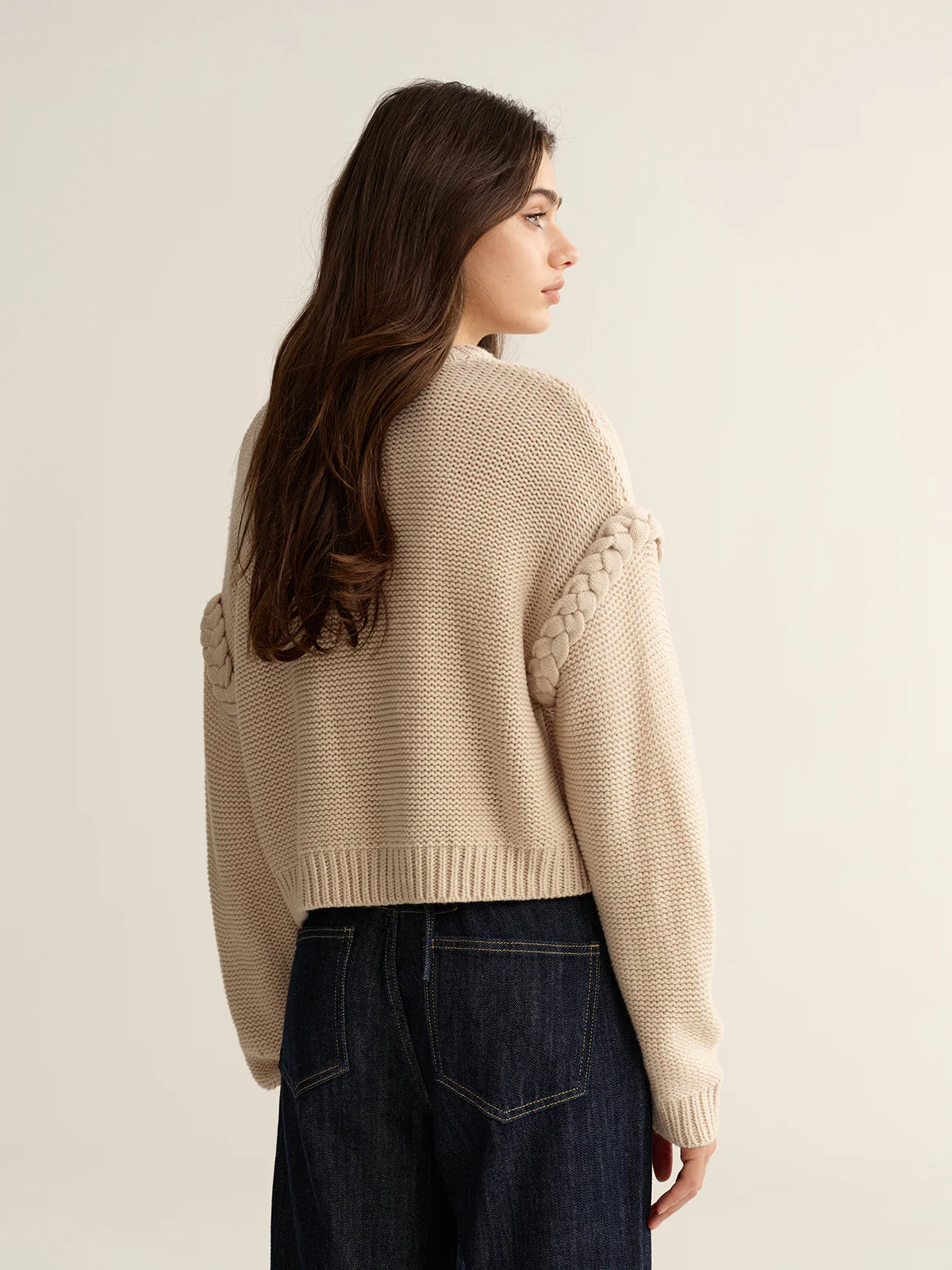 Crew Neck Cable Knit Sweater - Image 5